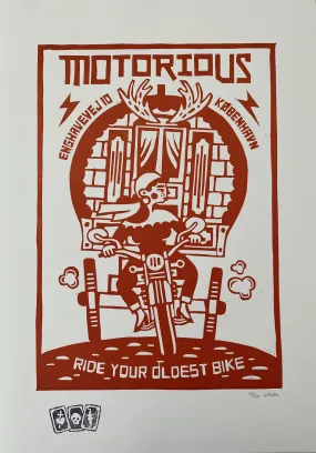 2017 Motorious lino-cut by Mette Ehlers, A3 oversize, Red