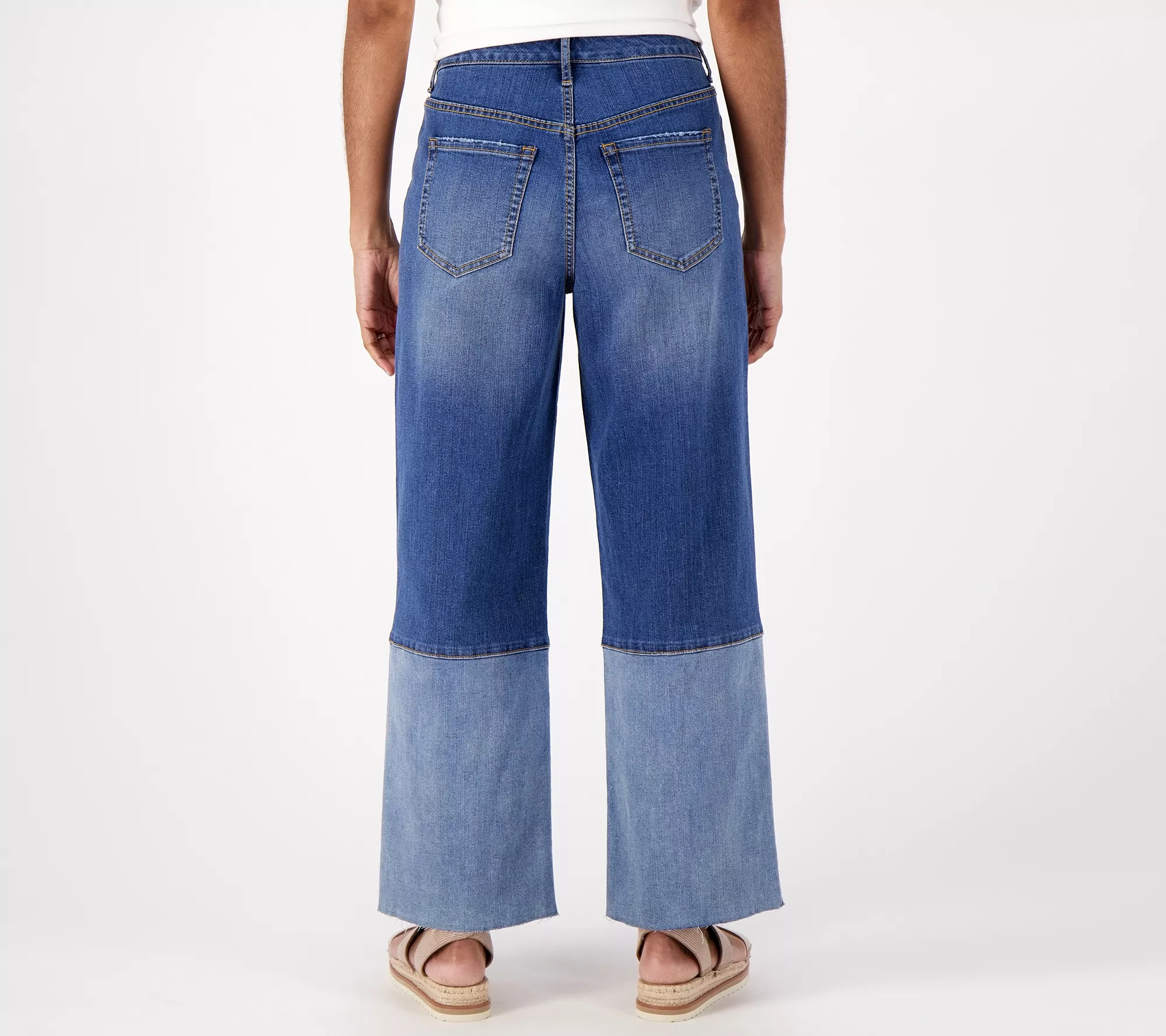 "As Is" LOGO by Lori Goldstein Petite Wide Leg Ankle Jeans