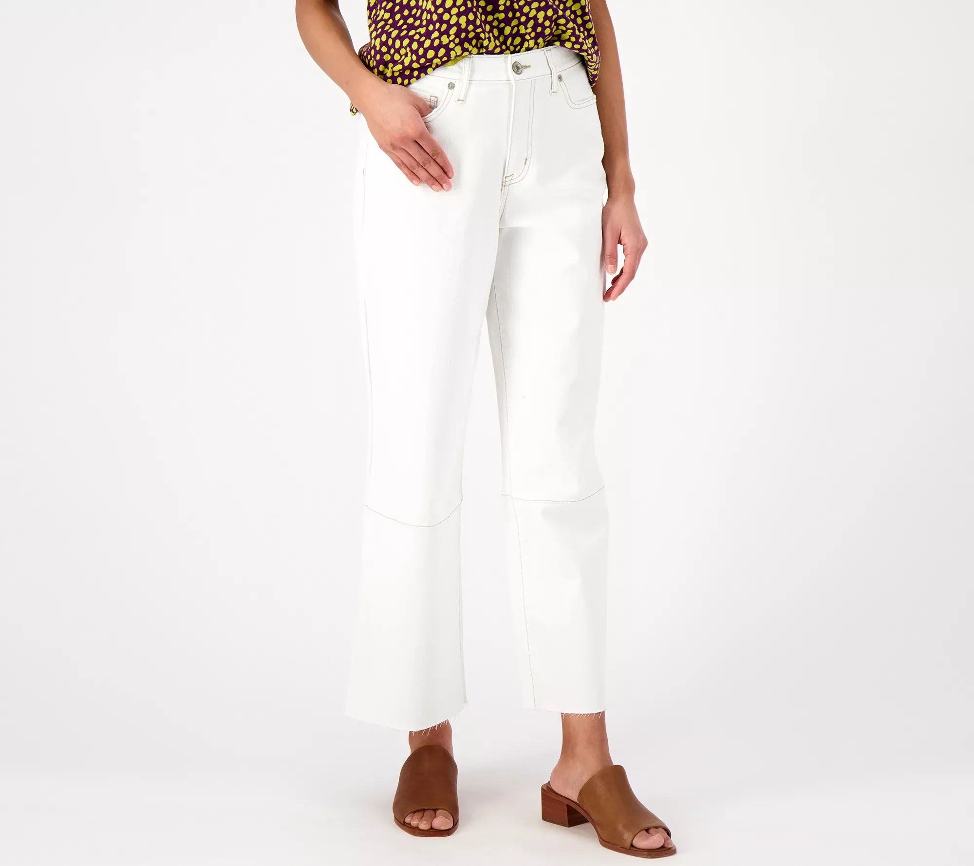 "As Is" LOGO by Lori Goldstein Petite Wide Leg Ankle Jeans