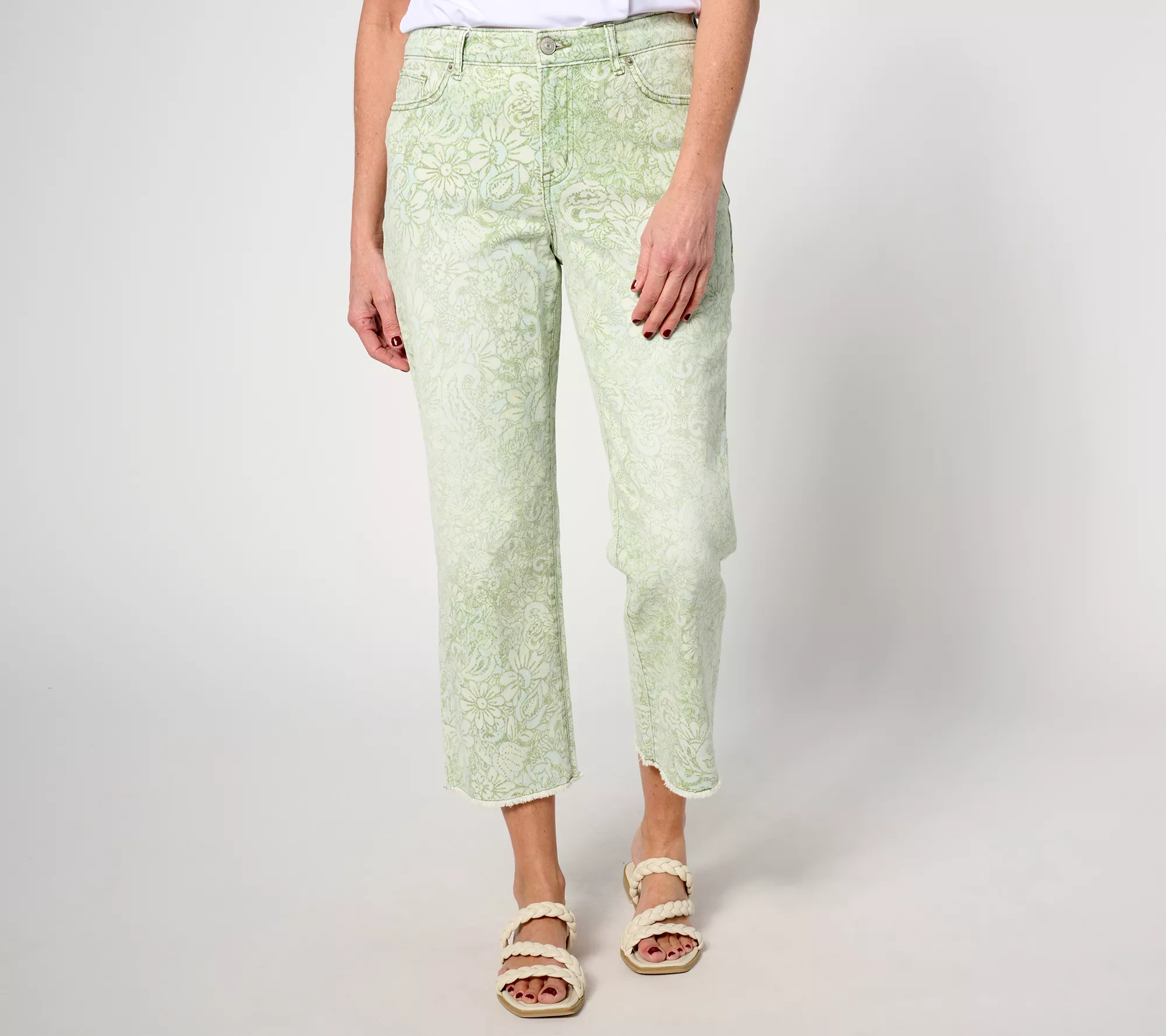 "As Is" LOGO by Lori Goldstein Regular Floral Printed Boyfriend Jeans