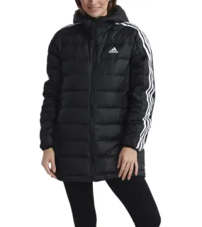 adidas Essentials 3-Stripes Light Hooded piumino da donna parka idrorepellente giacca di transizione HZ4428 nero