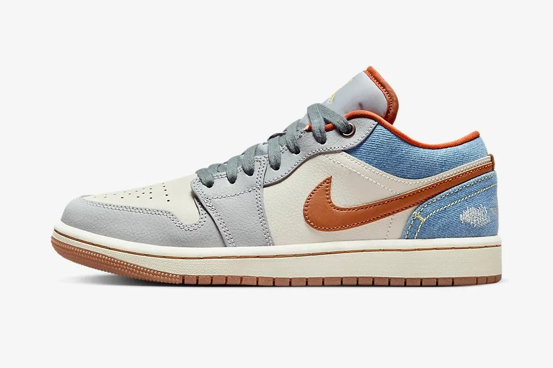 Air Jordan 1 Low Denim Phantom Coconut Milk Amber Brown Multi-Color FZ5045-091