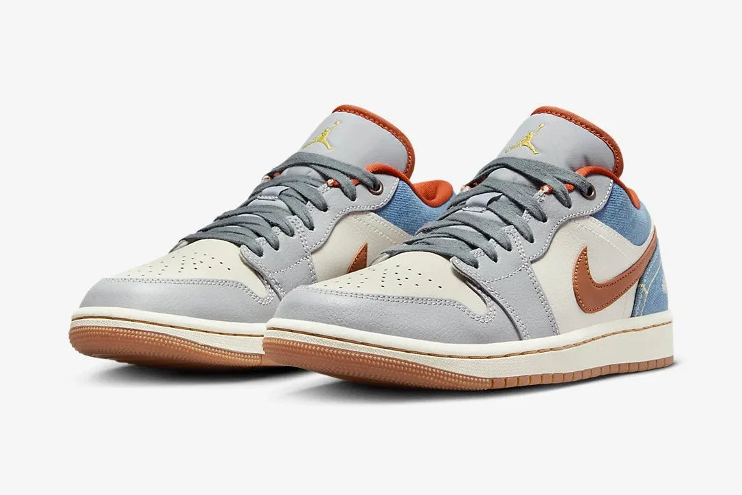 Air Jordan 1 Low Denim Phantom Coconut Milk Amber Brown Multi-Color FZ5045-091