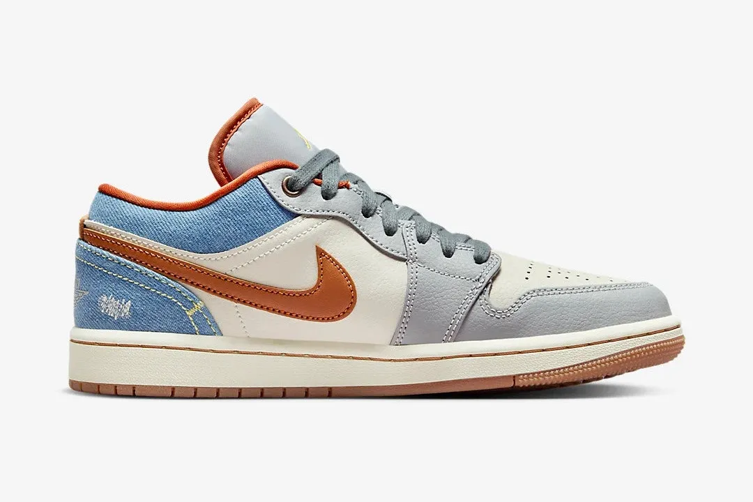 Air Jordan 1 Low Denim Phantom Coconut Milk Amber Brown Multi-Color FZ5045-091