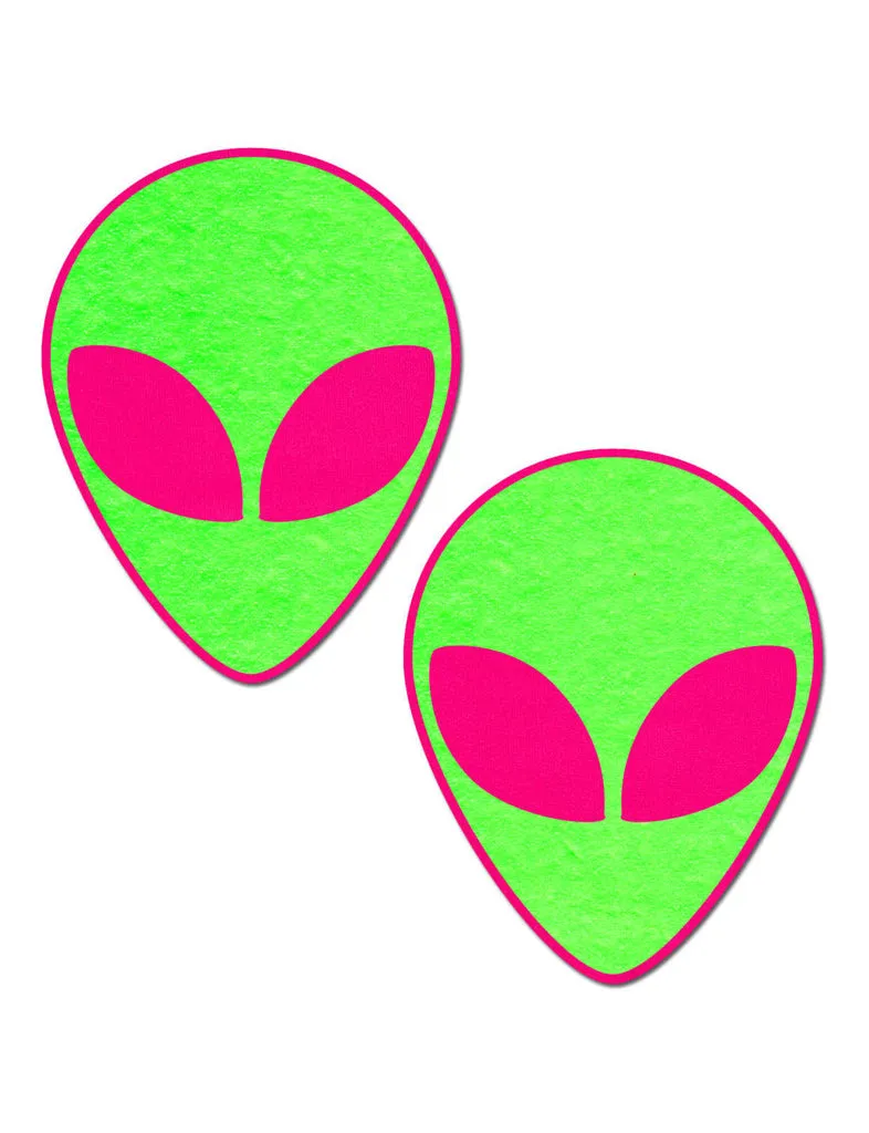 ALIEN NIPPLE PASTIES - GREEN/PINK *GLOWS IN DARK*