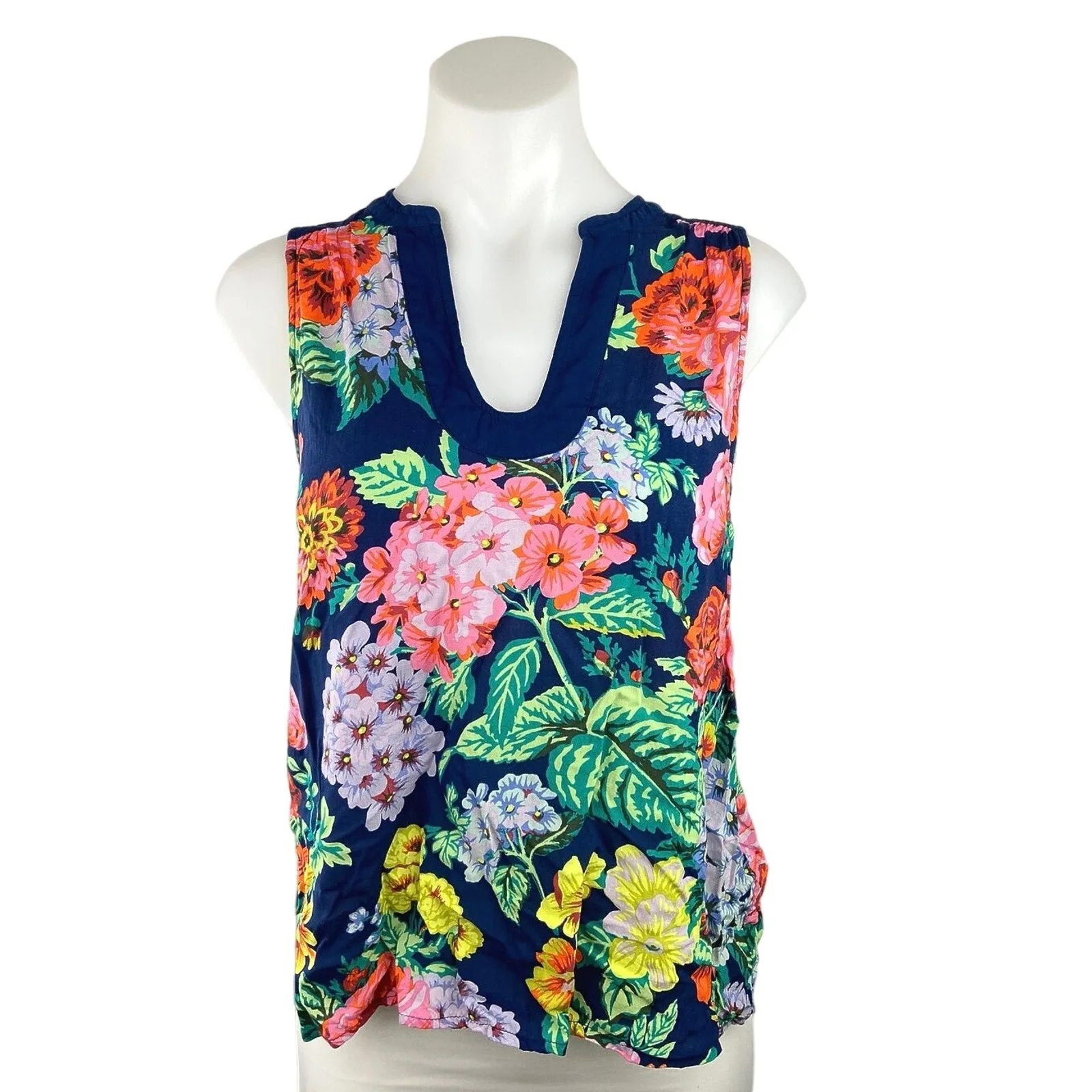 Anthropologie Maeve Melange Multicolor Floral Sleeveless Top Shirt Blouse Sz 12