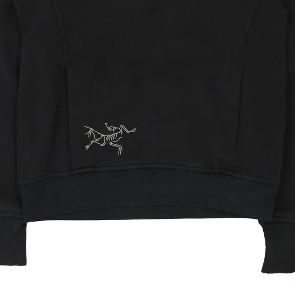 Arc'Teryx Embroidered Hoodie - Medium Black Cotton Blend