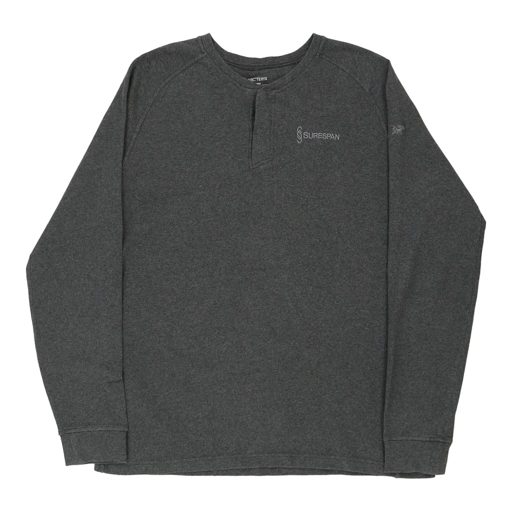 Arc'Teryx Long Sleeve T-Shirt - Large Grey Cotton Blend