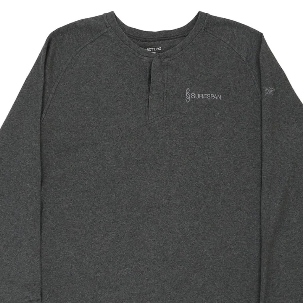 Arc'Teryx Long Sleeve T-Shirt - Large Grey Cotton Blend