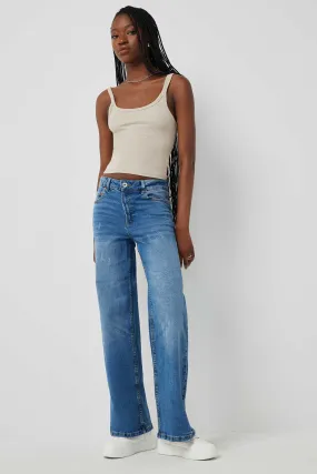 Ardene Ardene Mid Rise Wide Leg Jeans in Medium Blue | Size | Spandex/Cotton