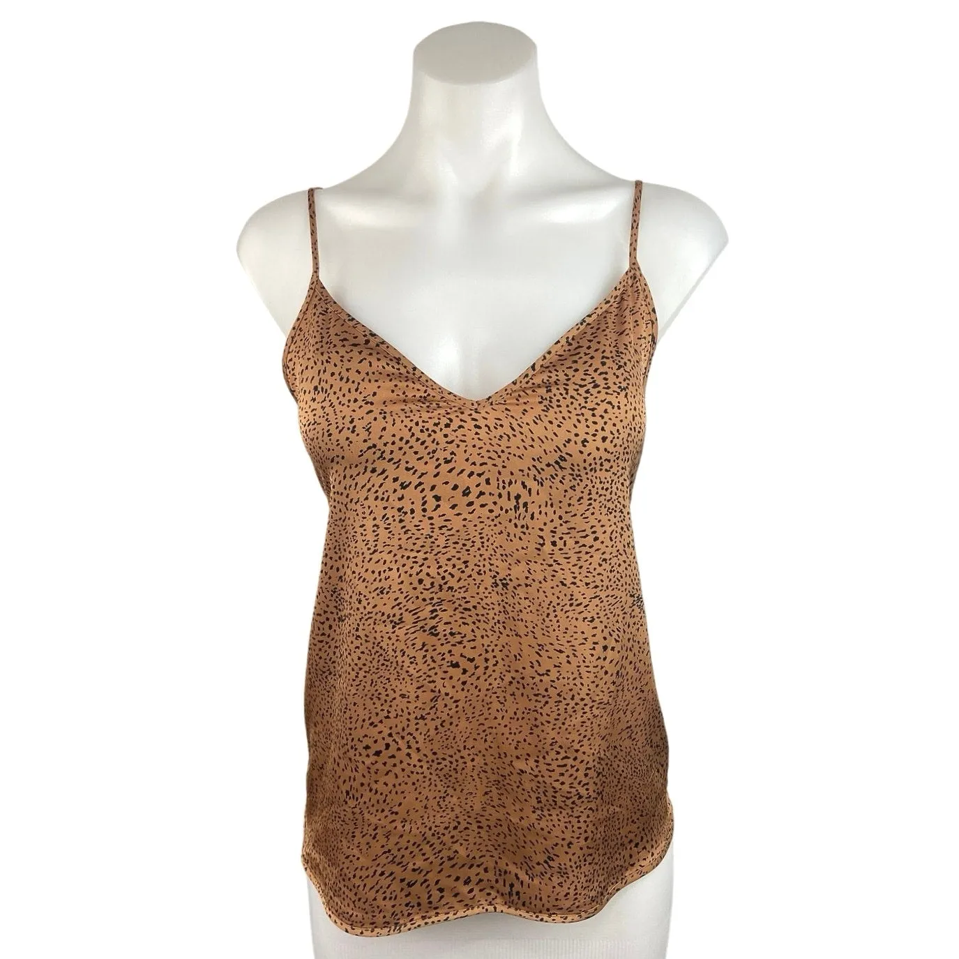 Aritzia Babaton Brown Black Cheetah V Neck Sleeveless Cami Tank Top Size XS