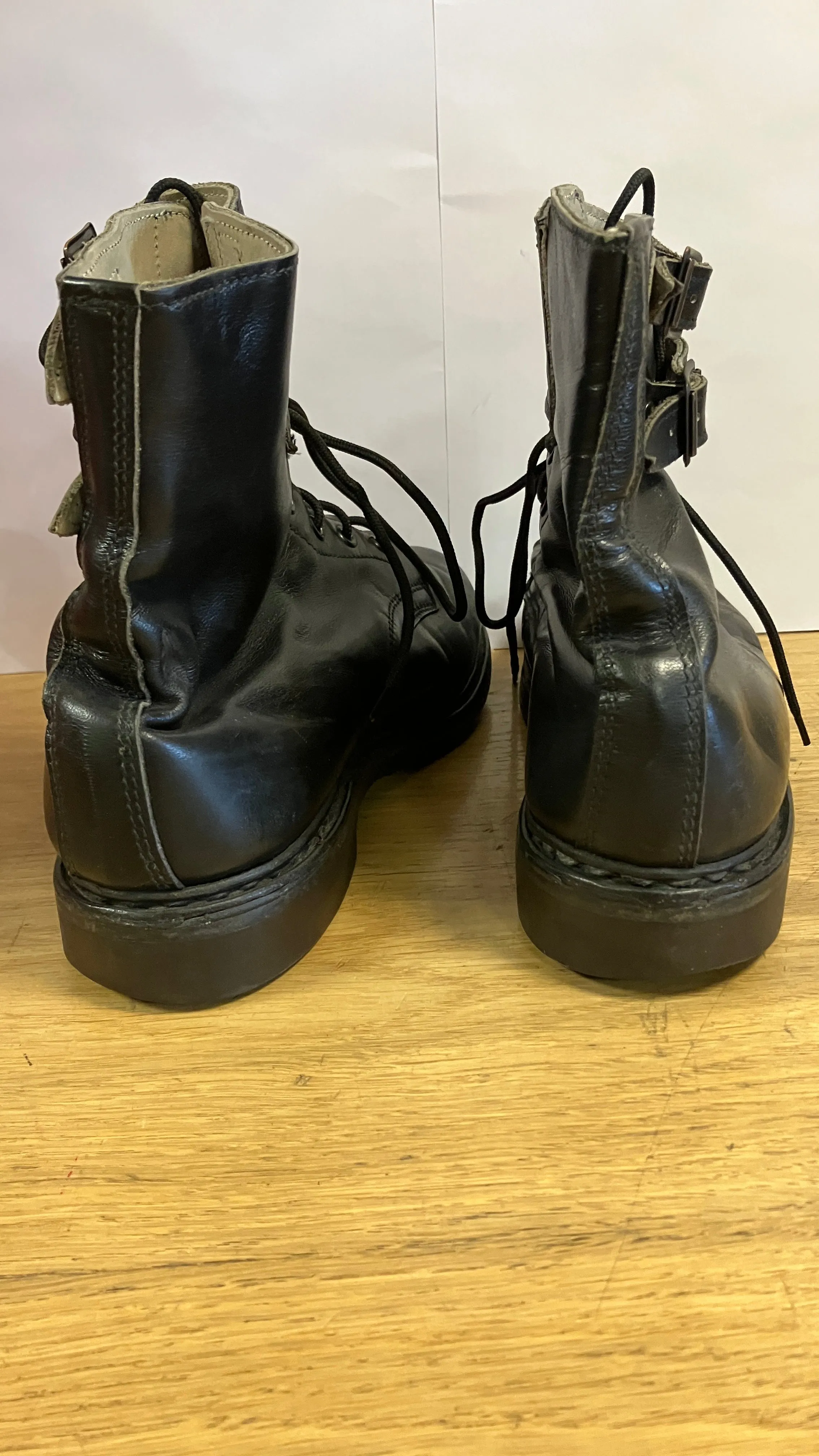 Austrian Army Black Leather Buckled Pilot Boots