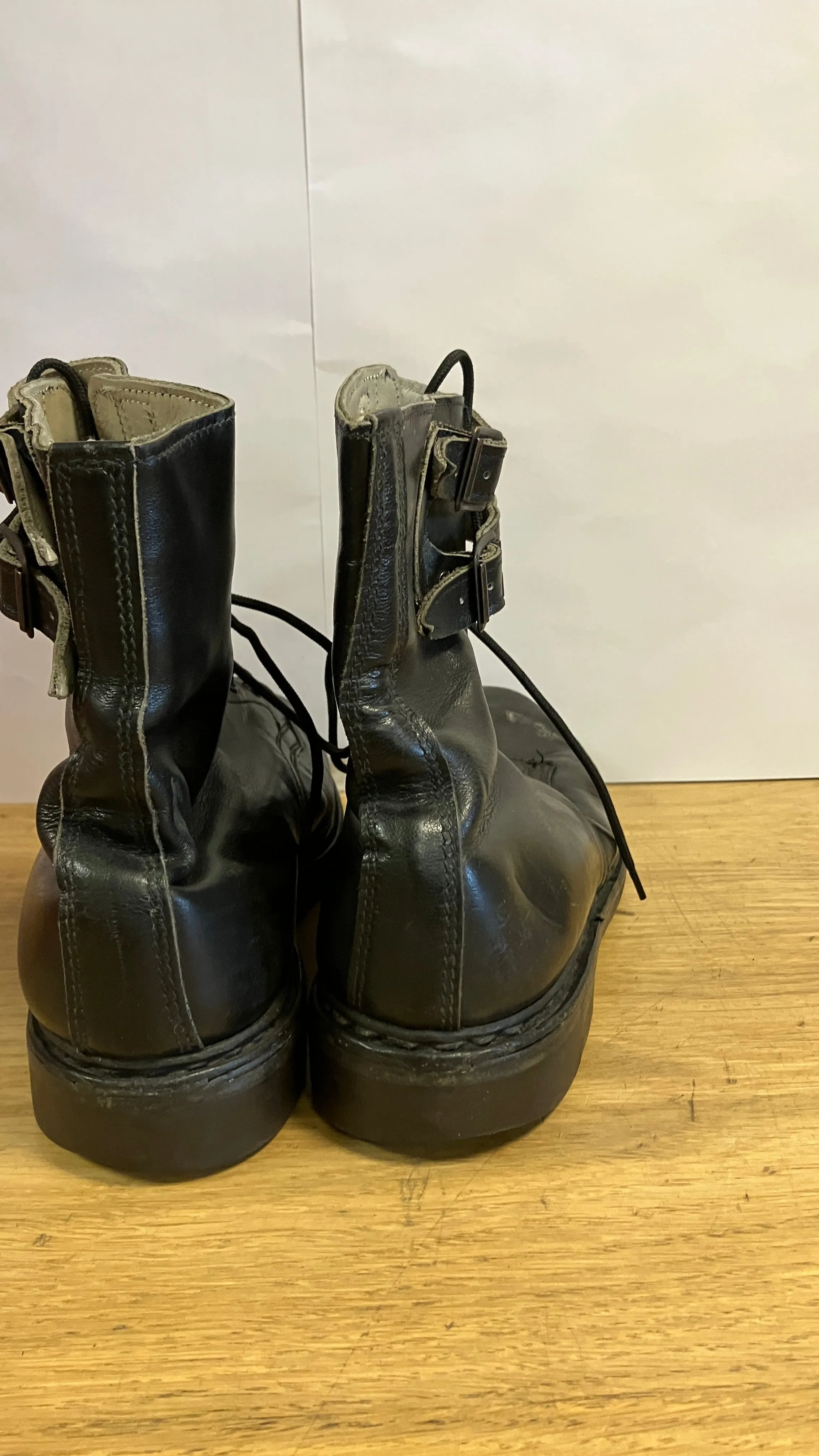 Austrian Army Black Leather Buckled Pilot Boots