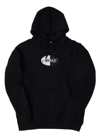 Awake Embroidered Split Logo Patch Hoodie Black