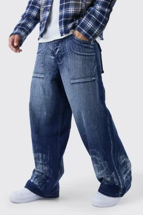 Baggy Fit Paint Effect Jeans