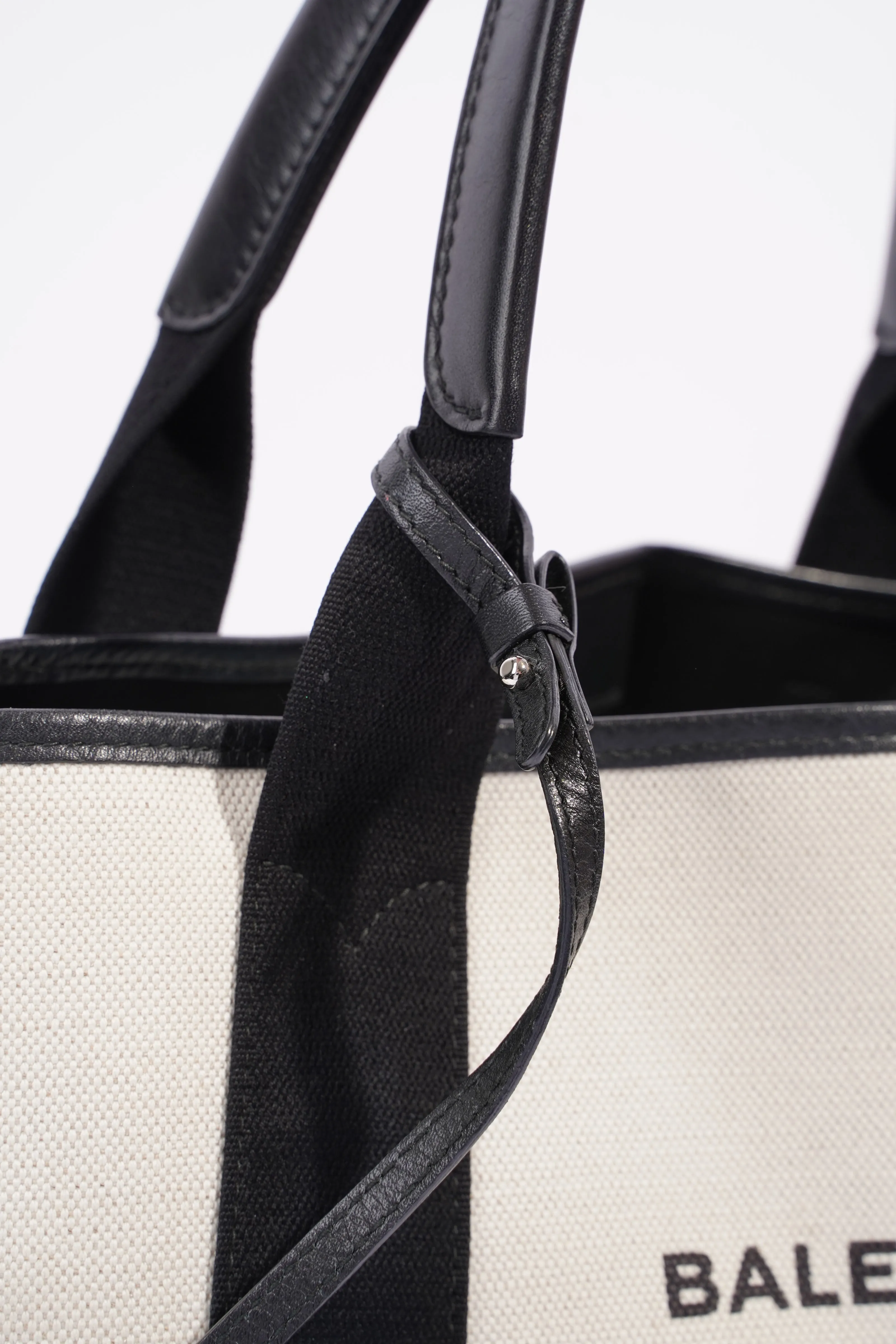 Balenciaga Cabas Tote Bag Off white / Black Canvas Small