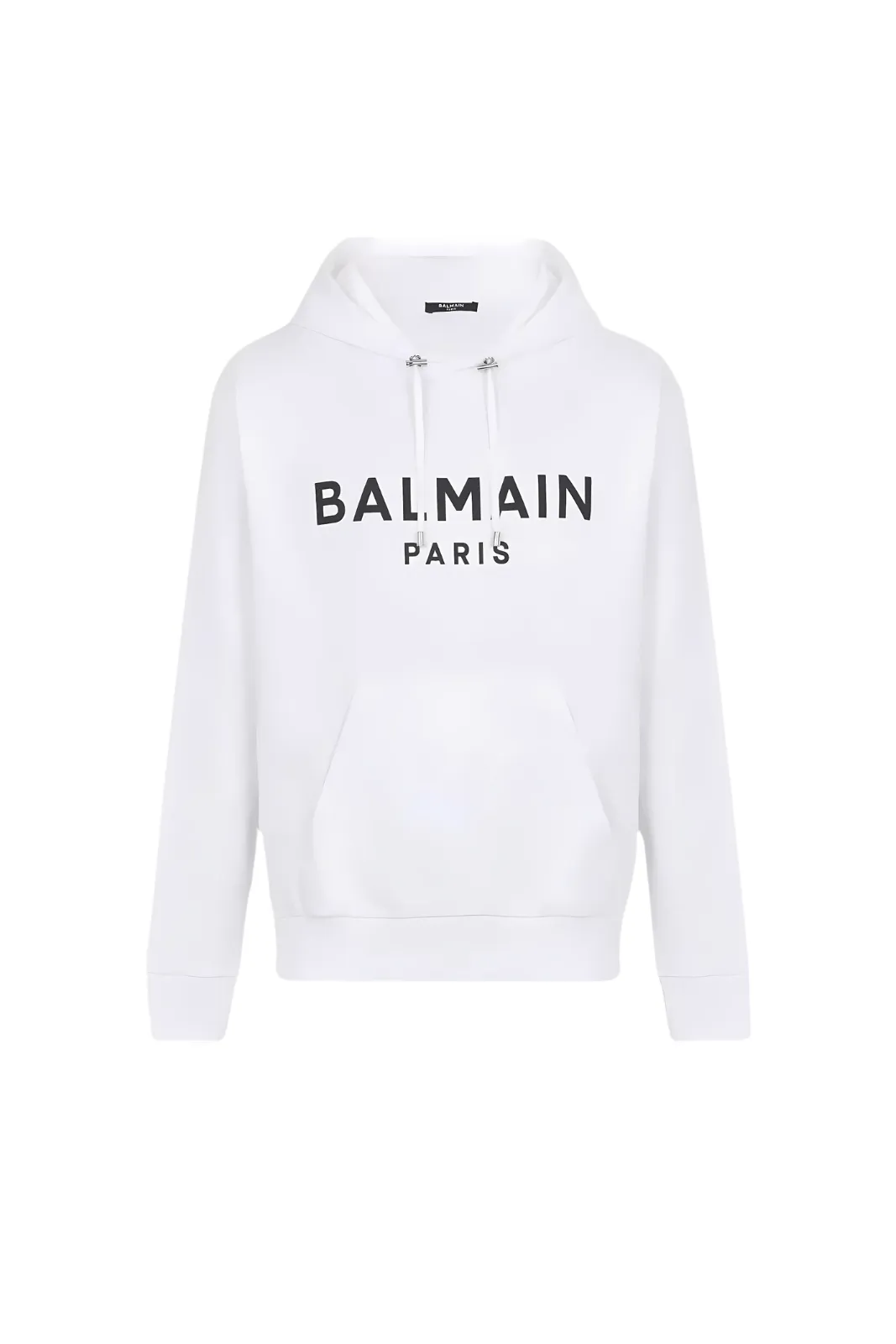 Balmain logo-print long-sleeved white hoodie