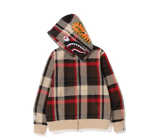 BAPE Check Shark Full Zip Hoodie (SS23) Red