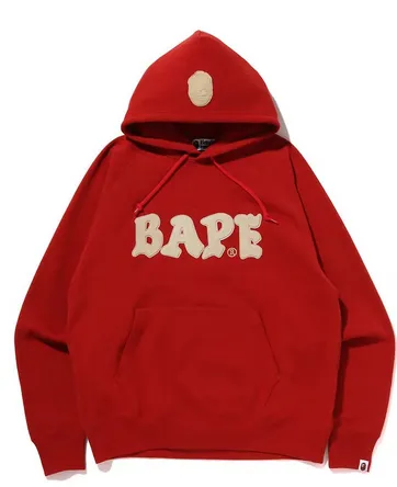 BAPE Logo Relaxed Fit Pullover Hoodie (FW22) Red