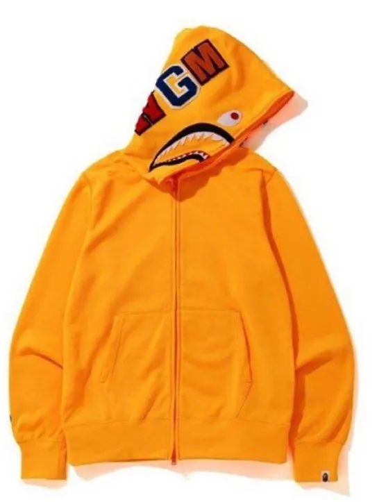 BAPE Neon Shark Full Zip Hoodie Orange