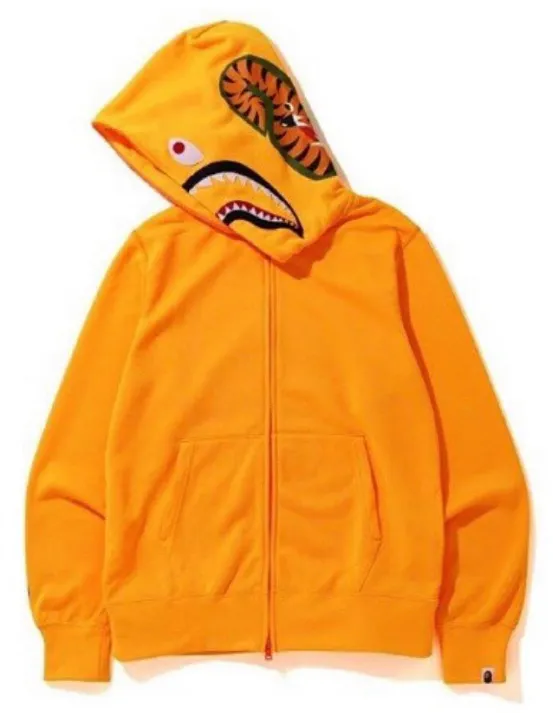 BAPE Neon Shark Full Zip Hoodie Orange