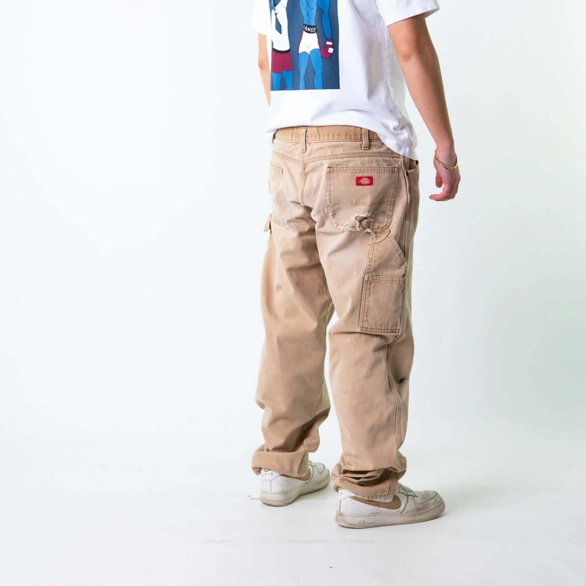 Beige Tan 90s Dickies  Cargo Skater Trousers Pants Jeans (38x34)