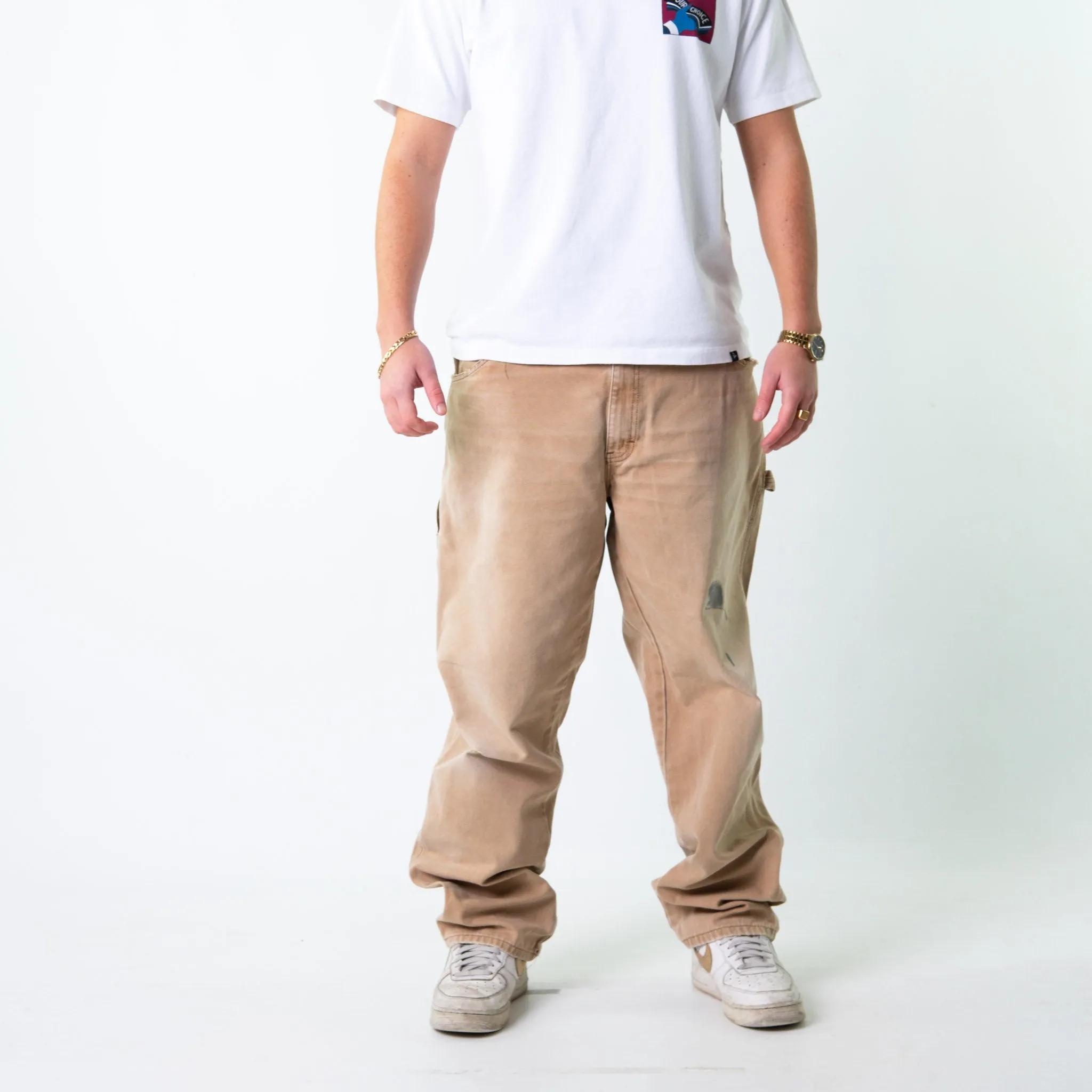 Beige Tan 90s Dickies  Cargo Skater Trousers Pants Jeans (38x34)