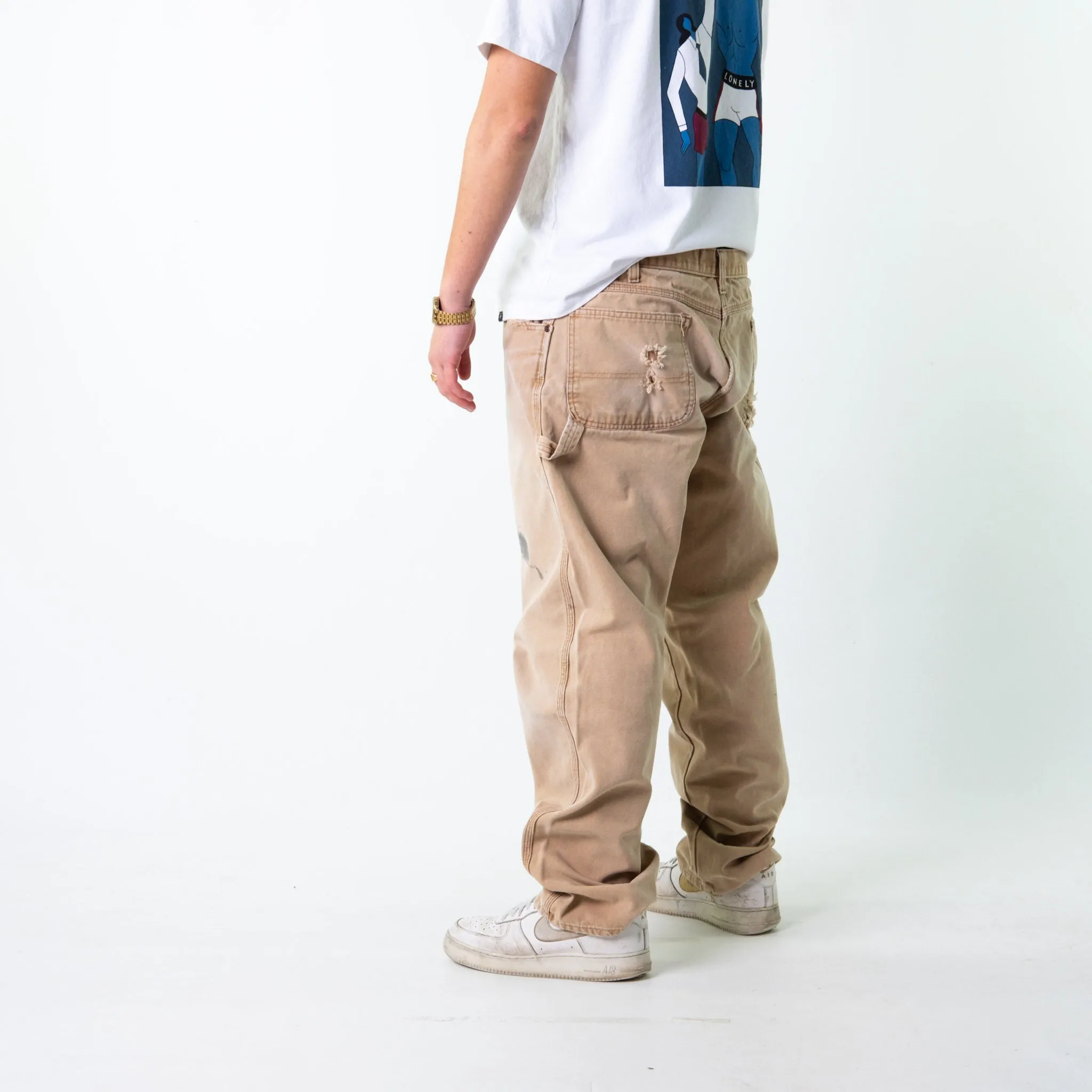 Beige Tan 90s Dickies  Cargo Skater Trousers Pants Jeans (38x34)