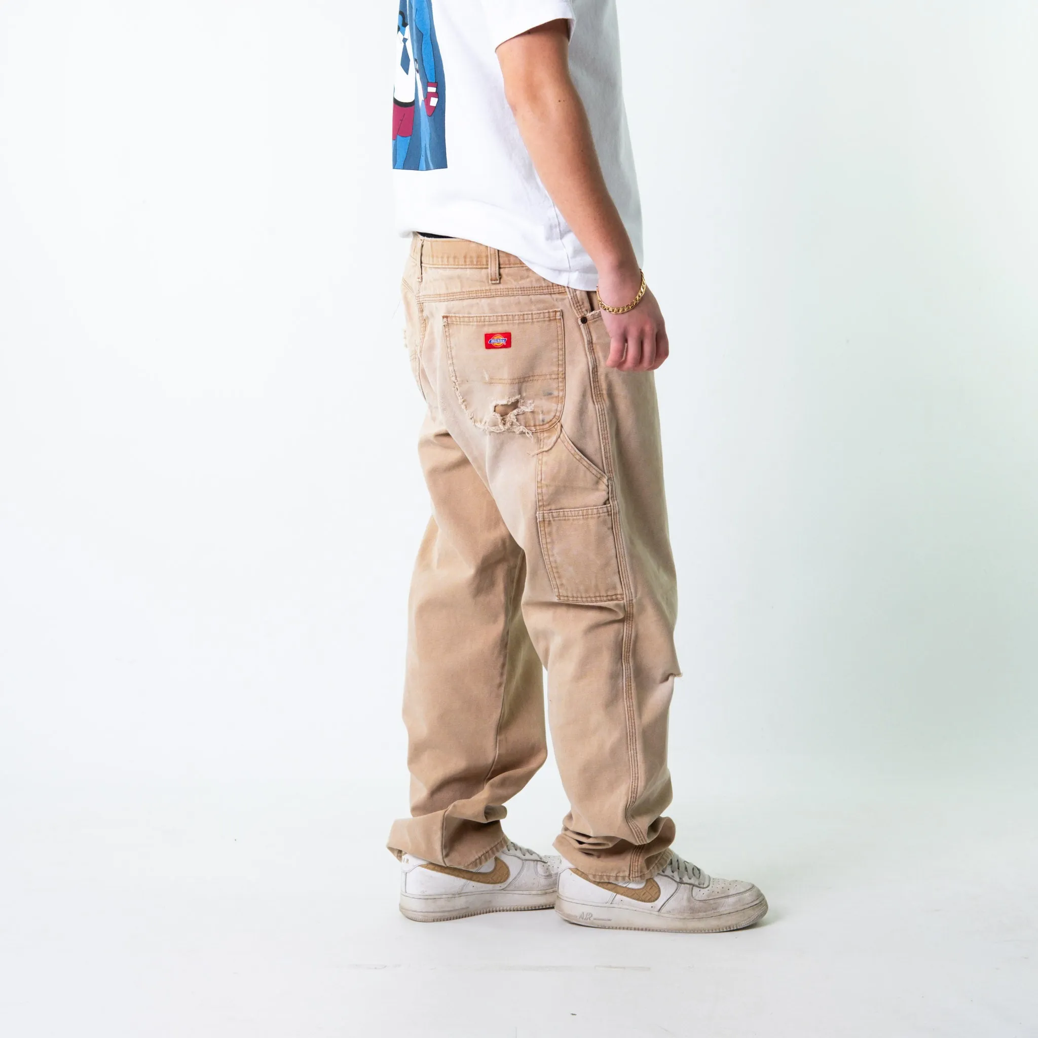 Beige Tan 90s Dickies  Cargo Skater Trousers Pants Jeans (38x34)