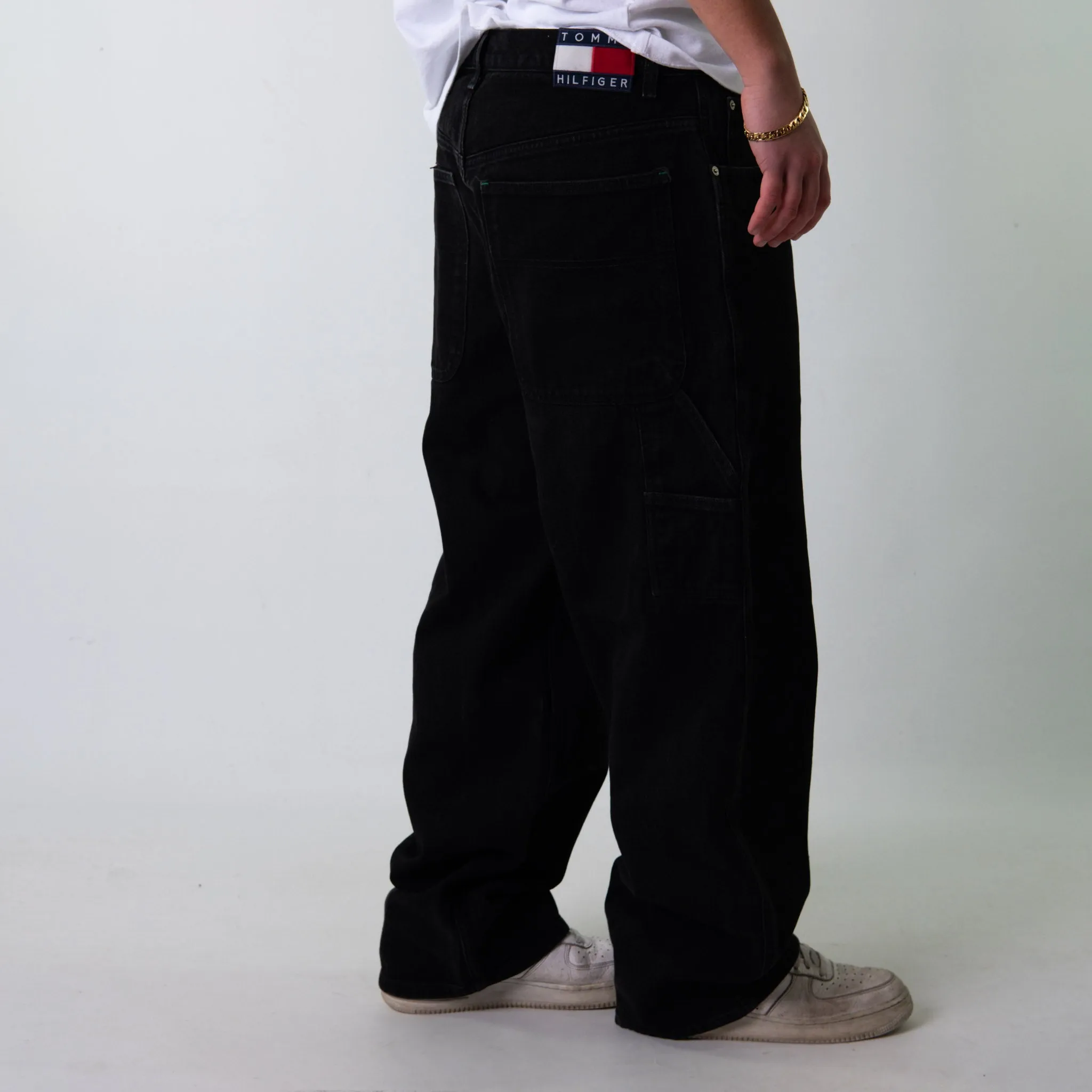 Black 90s Tommy Hilfiger  Cargo Skater Trousers Pants Jeans (36x32)