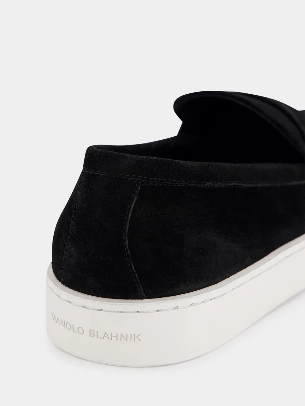 Black Suede Slip-On Loafers