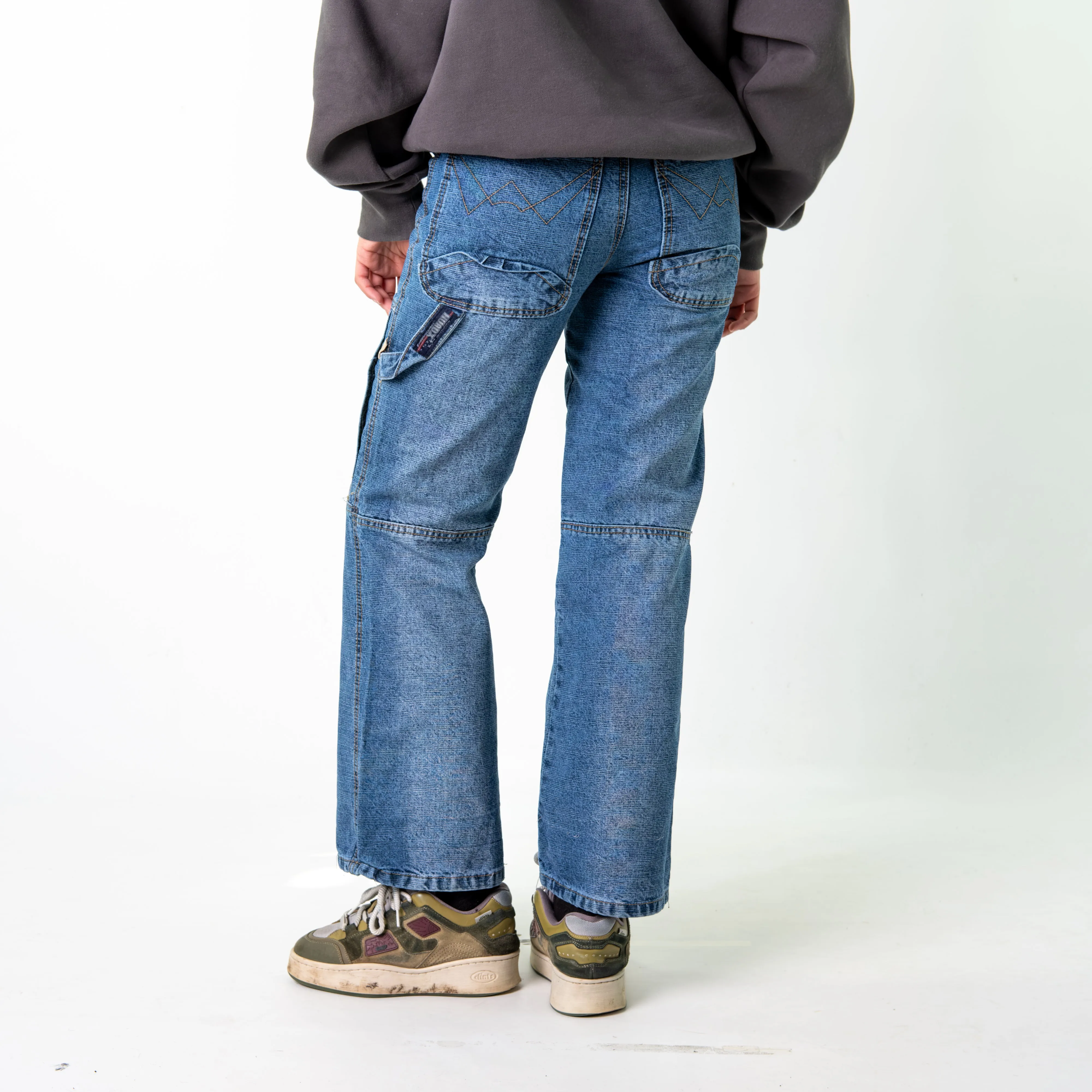 Blue Denim 90s Baggy Hip Hop  Cargo Skater Trousers Pants Jeans (28x29)