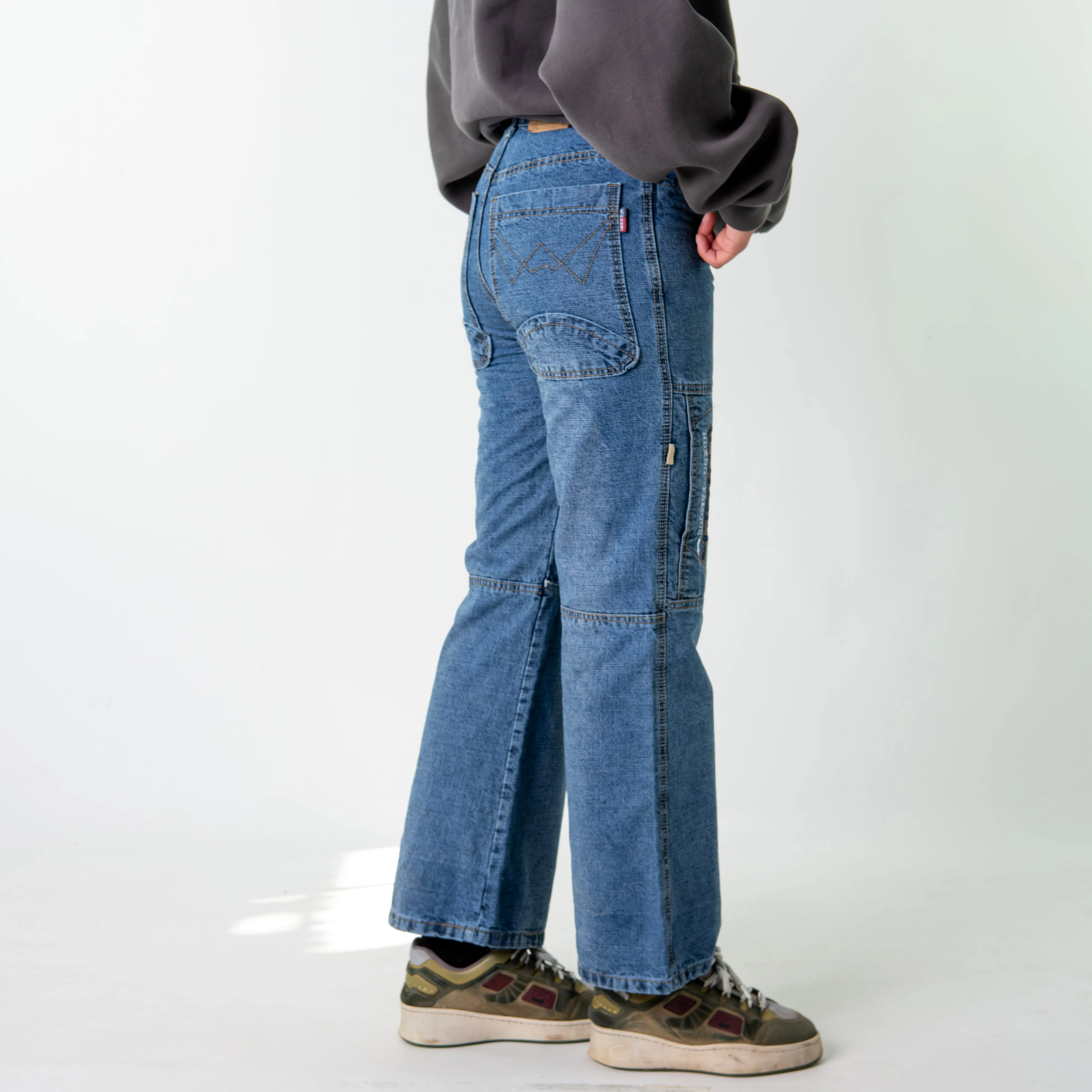 Blue Denim 90s Baggy Hip Hop  Cargo Skater Trousers Pants Jeans (28x29)