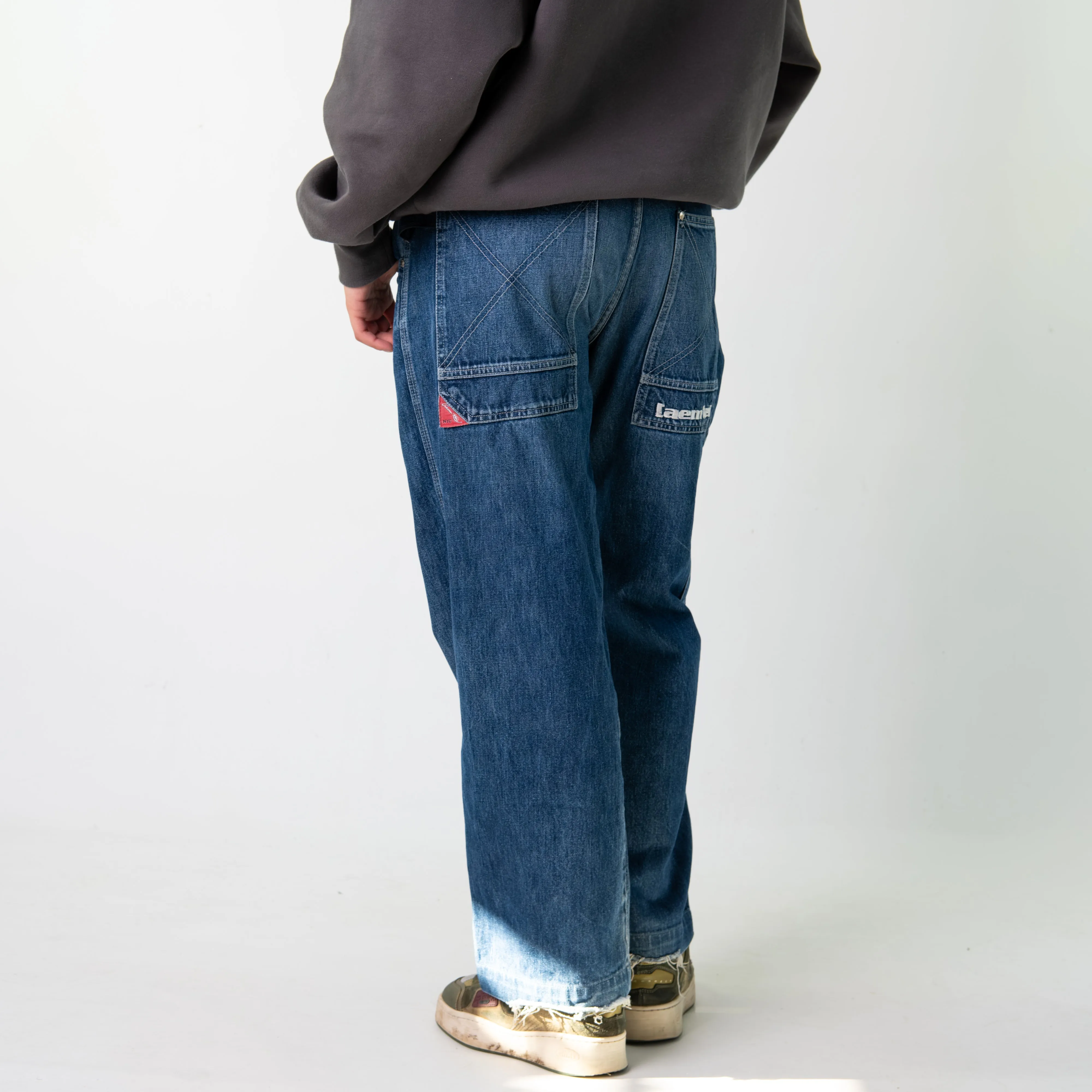 Blue Denim 90s Baggy Hip Hop  Cargo Skater Trousers Pants Jeans (32x29)