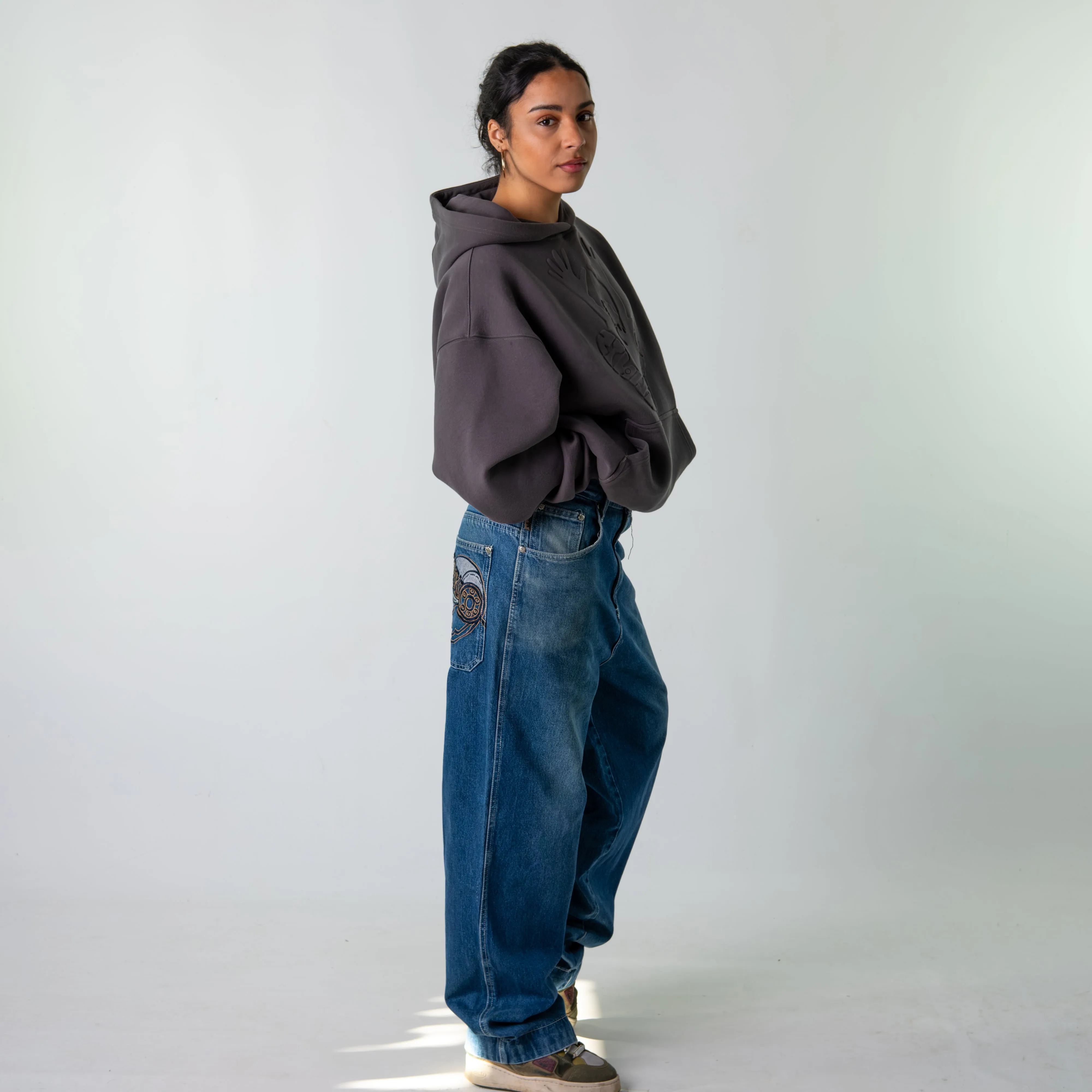 Blue Denim 90s Baggy Hip Hop  Cargo Skater Trousers Pants Jeans (32x32)