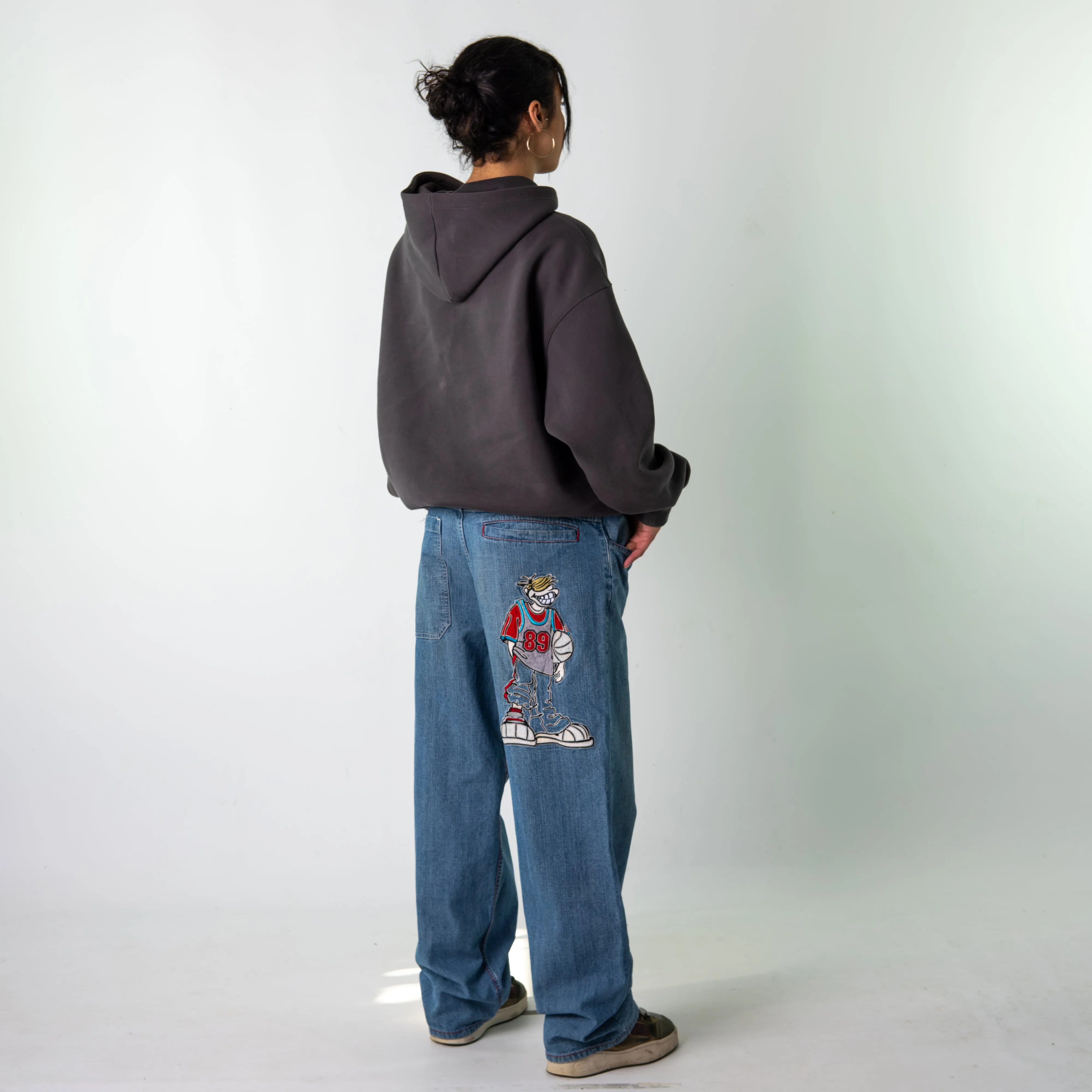 Blue Denim 90s Baggy Hip Hop  Cargo Skater Trousers Pants Jeans (33x32)