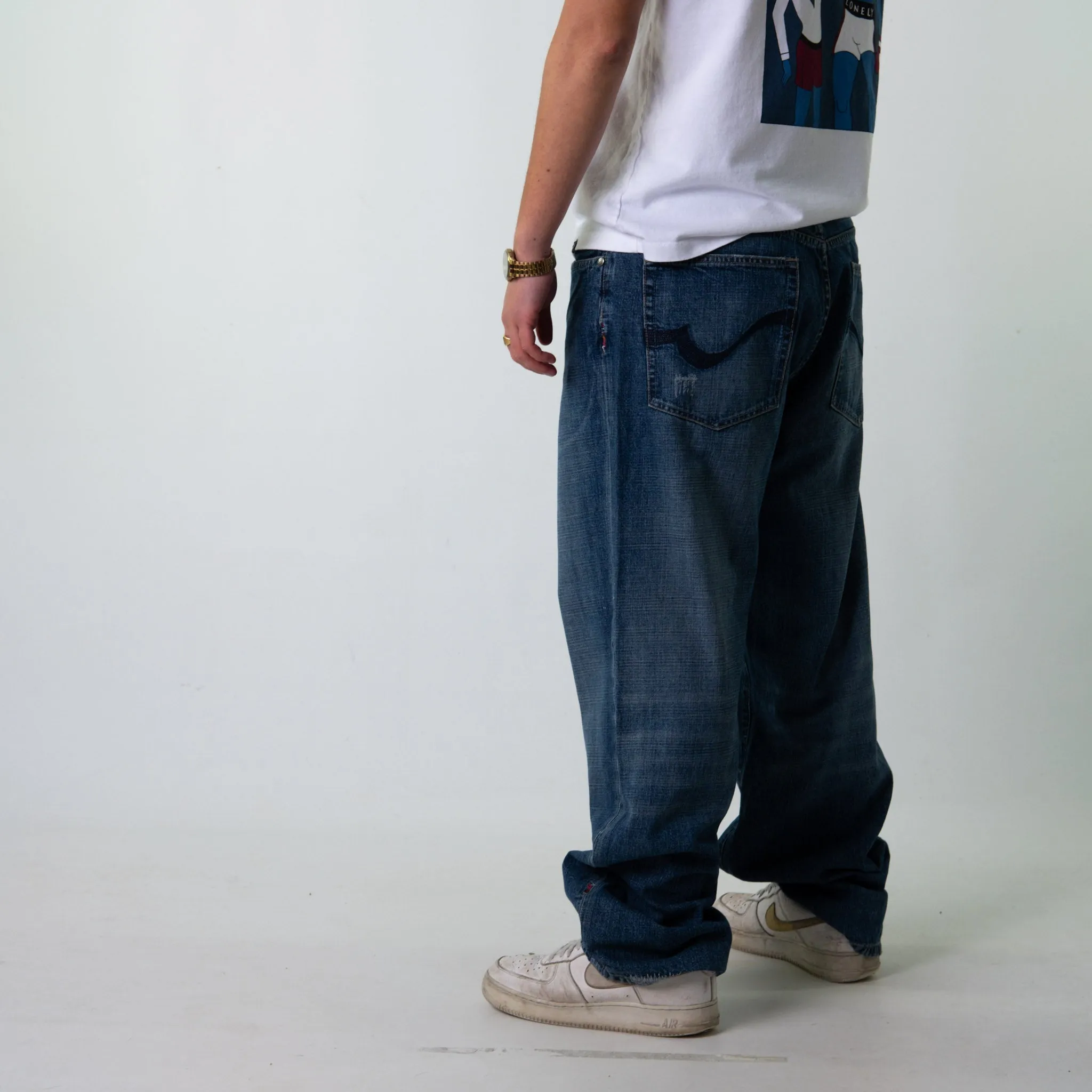 Blue Denim 90s Baggy Hip Hop Coogi Cargo Skater Trousers Pants Jeans (38x34)