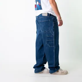 Blue Denim 90s Baggy Hip Hop Fubu Cargo Skater Trousers Pants Jeans (36x33)