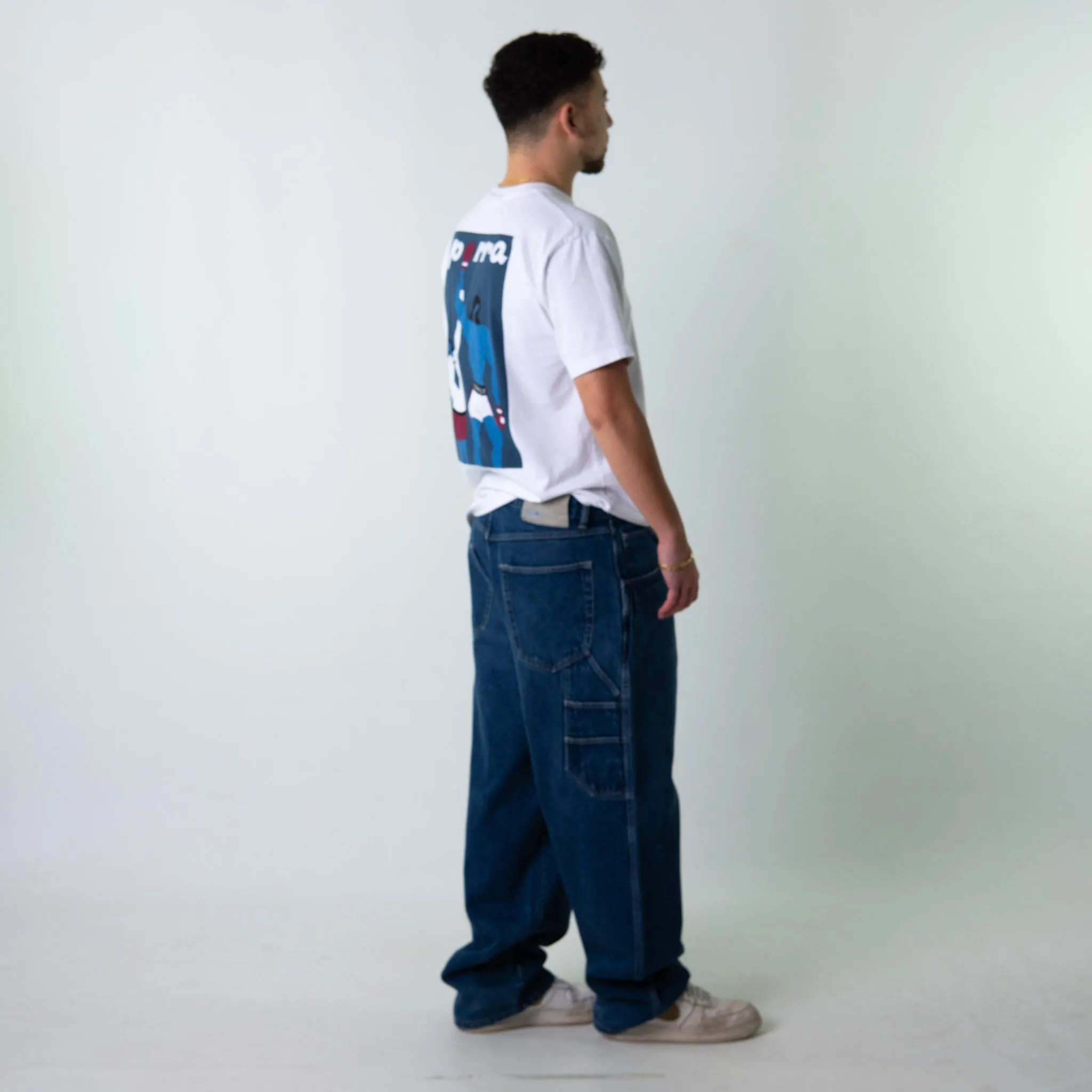 Blue Denim 90s Baggy Hip Hop Fubu Cargo Skater Trousers Pants Jeans (36x33)