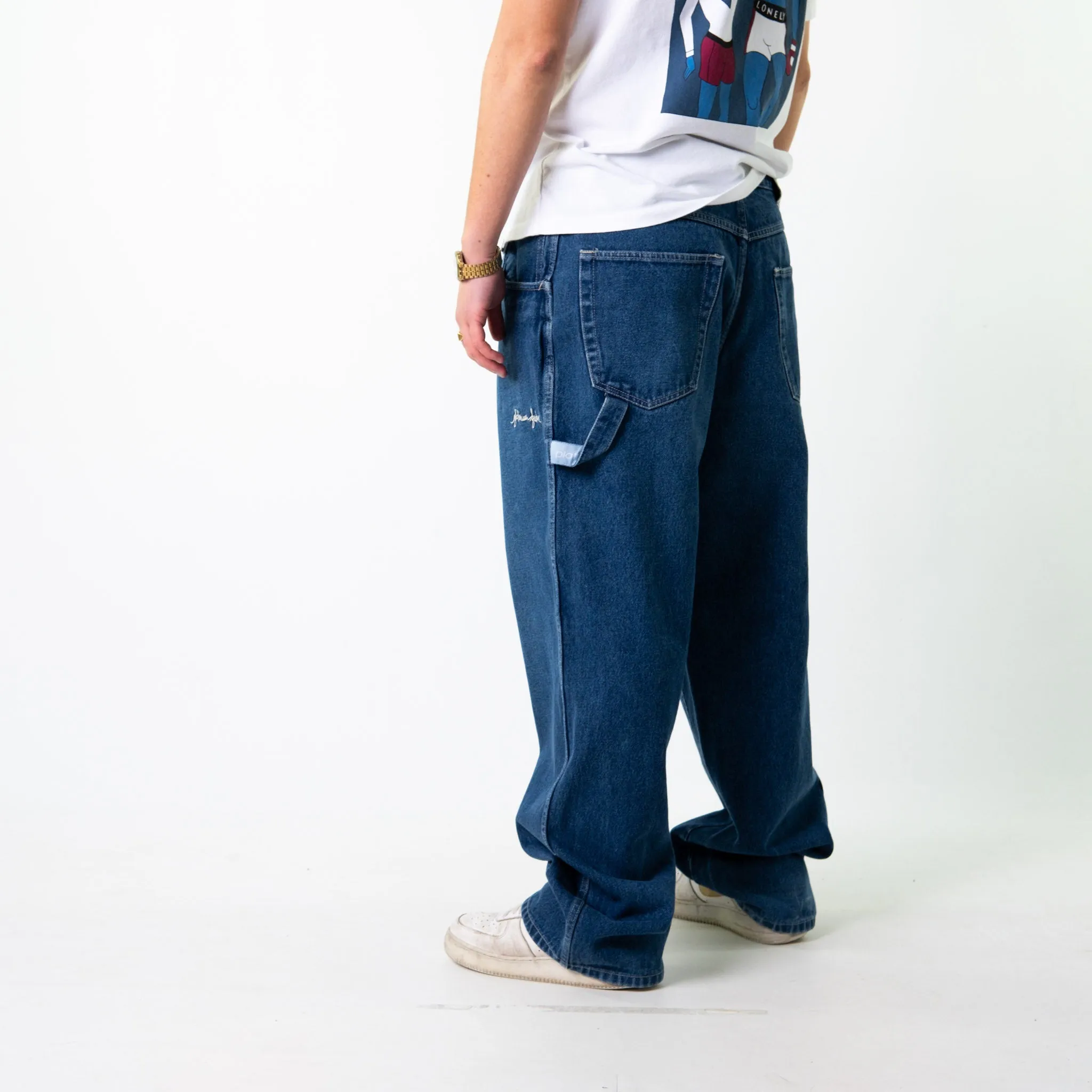 Blue Denim 90s Baggy Hip Hop Fubu Cargo Skater Trousers Pants Jeans (36x33)