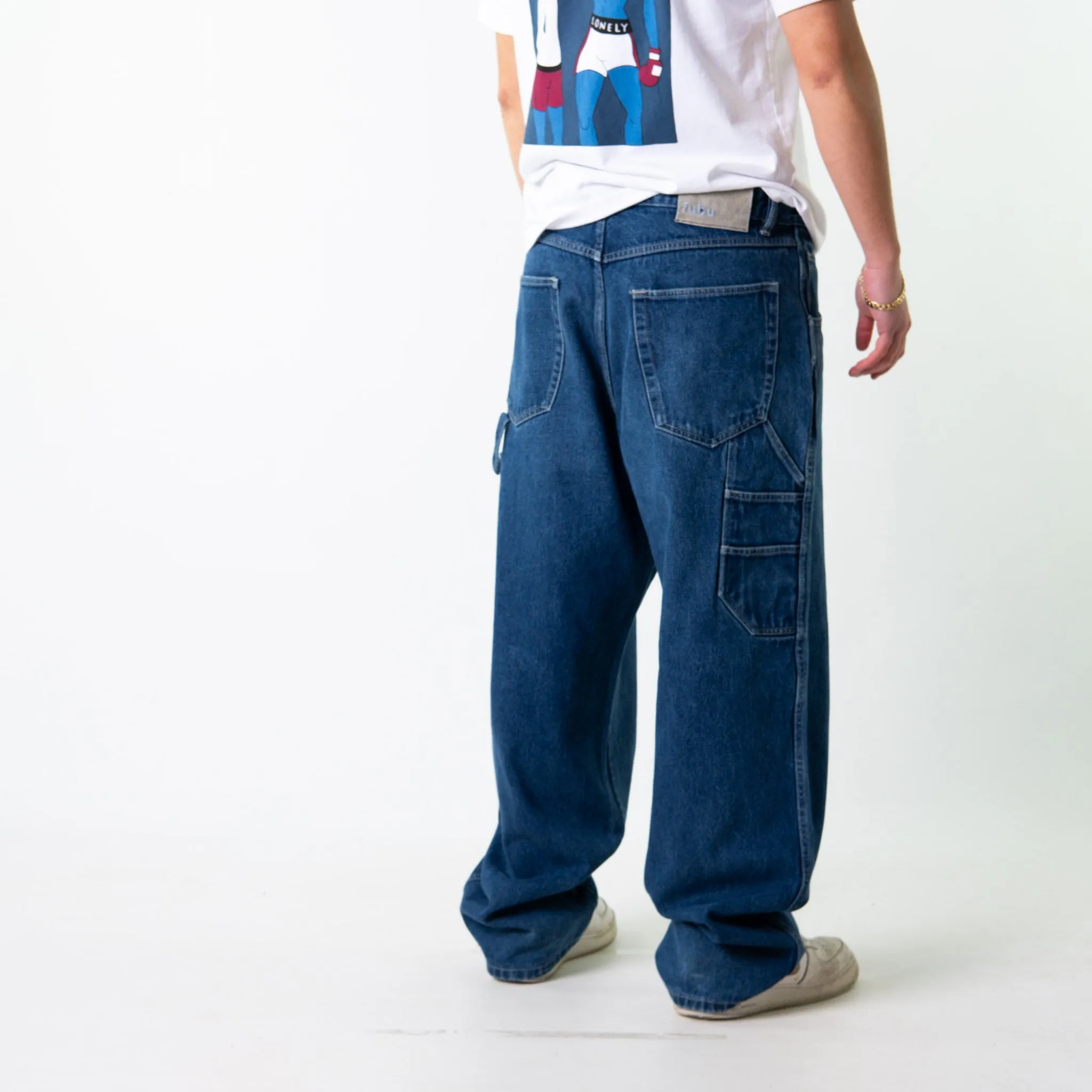 Blue Denim 90s Baggy Hip Hop Fubu Cargo Skater Trousers Pants Jeans (36x33)