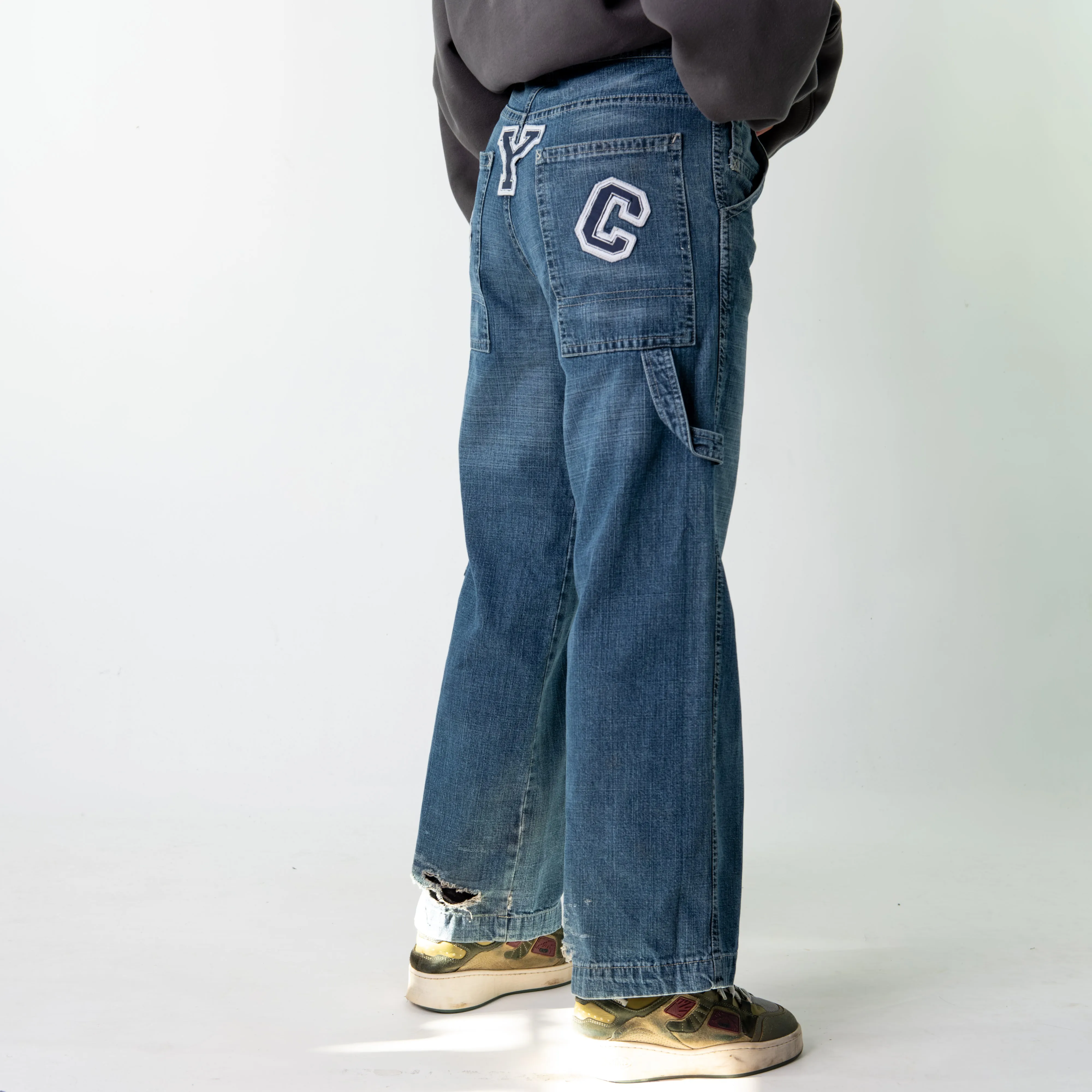 Blue Denim 90s Baggy Hip Hop NYC Jeans Cargo Skater Trousers Pants Jeans (30x30)