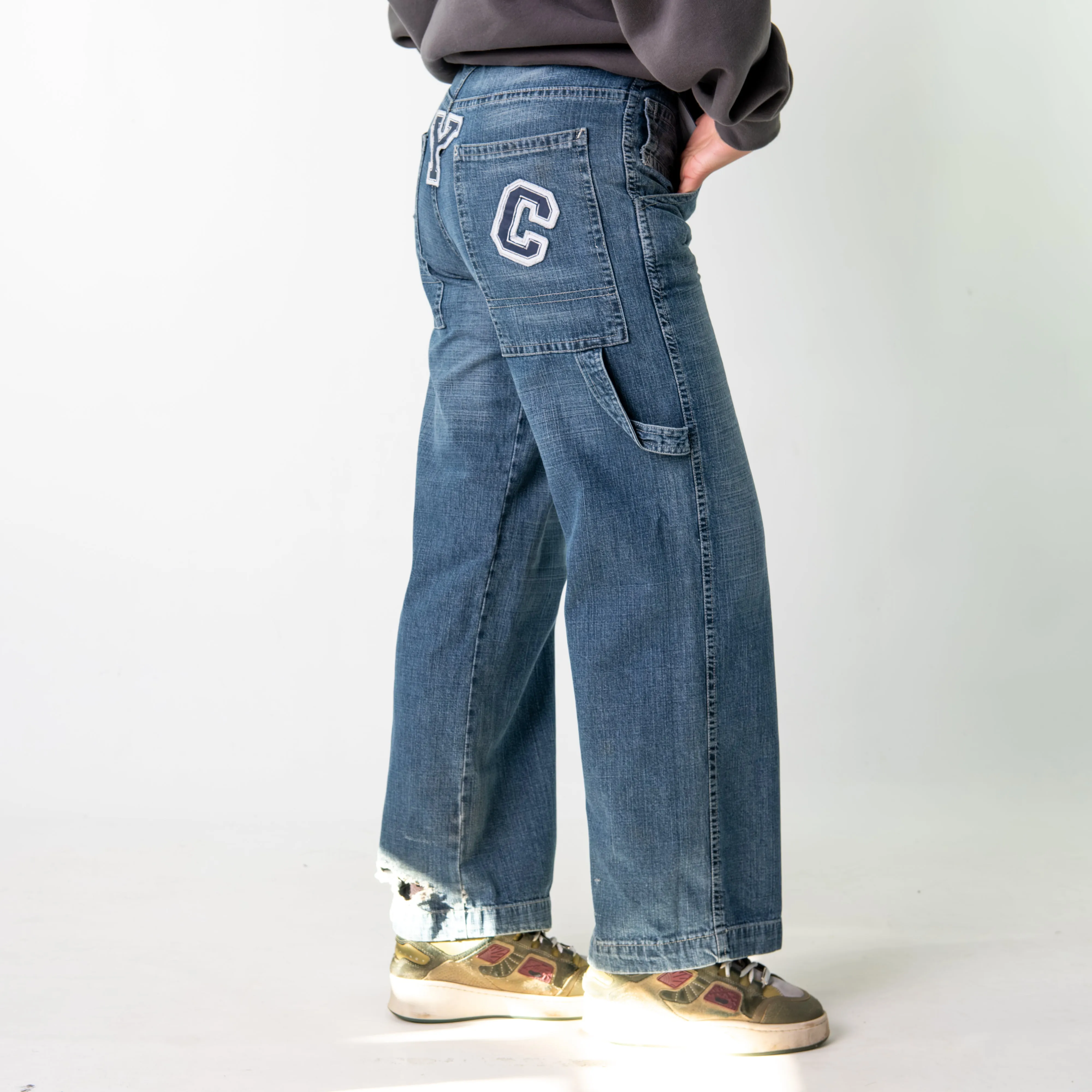 Blue Denim 90s Baggy Hip Hop NYC Jeans Cargo Skater Trousers Pants Jeans (30x30)