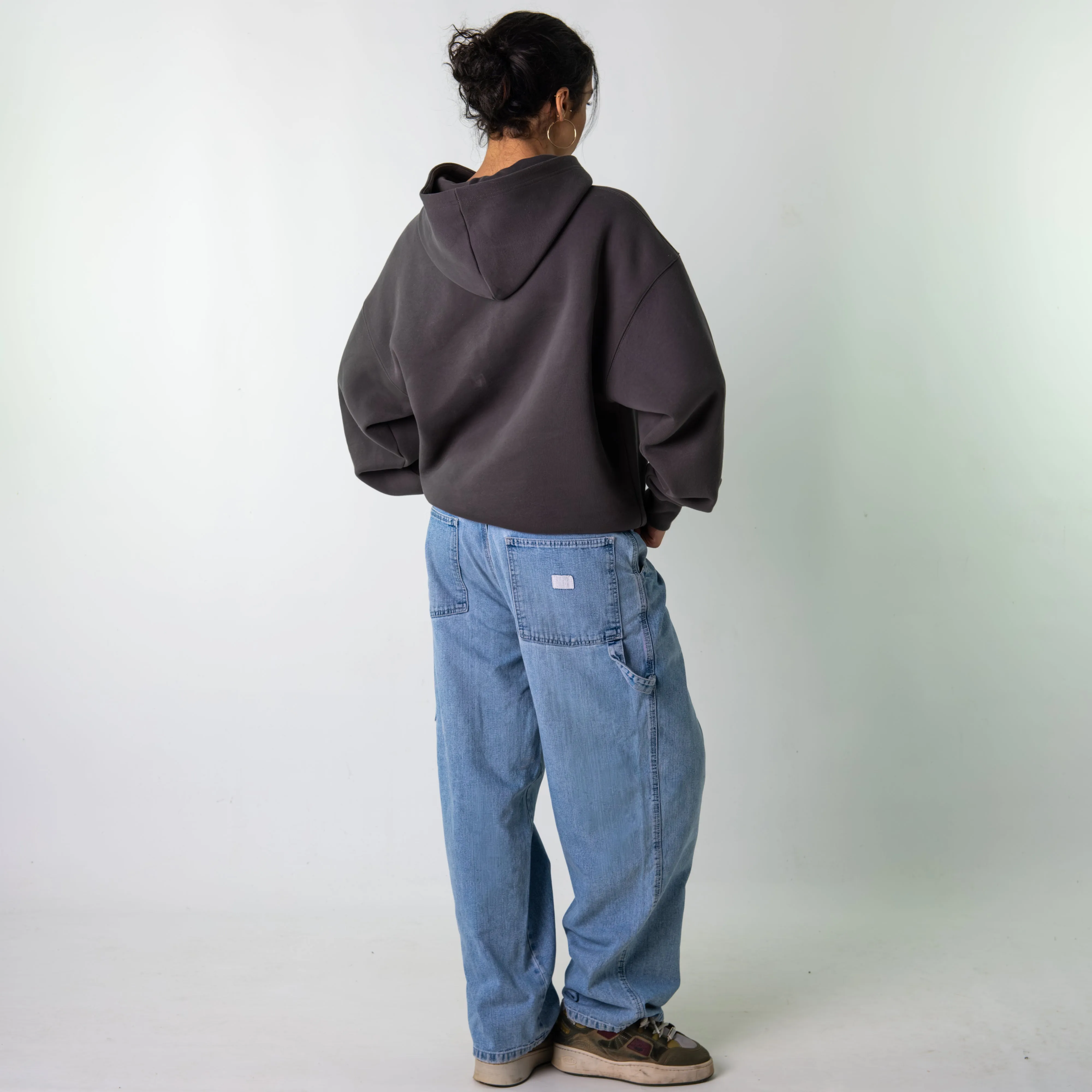 Blue Denim 90s Baggy Hip Hop Oxford Fulham Cargo Skater Trousers Pants Jeans (34x29)