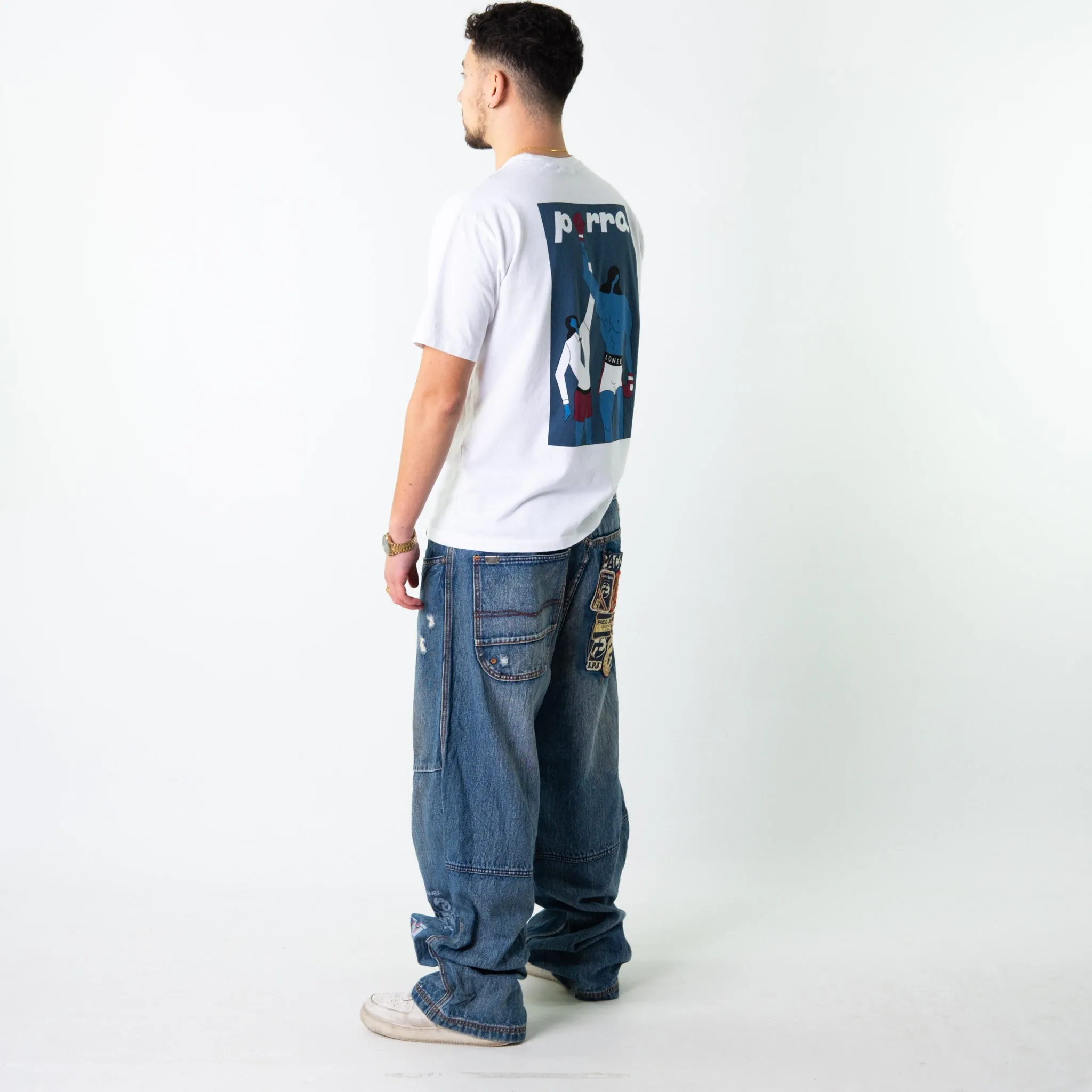 Blue Denim 90s Baggy Hip Hop Paco Jeans Cargo Skater Trousers Pants Jeans (38x33)