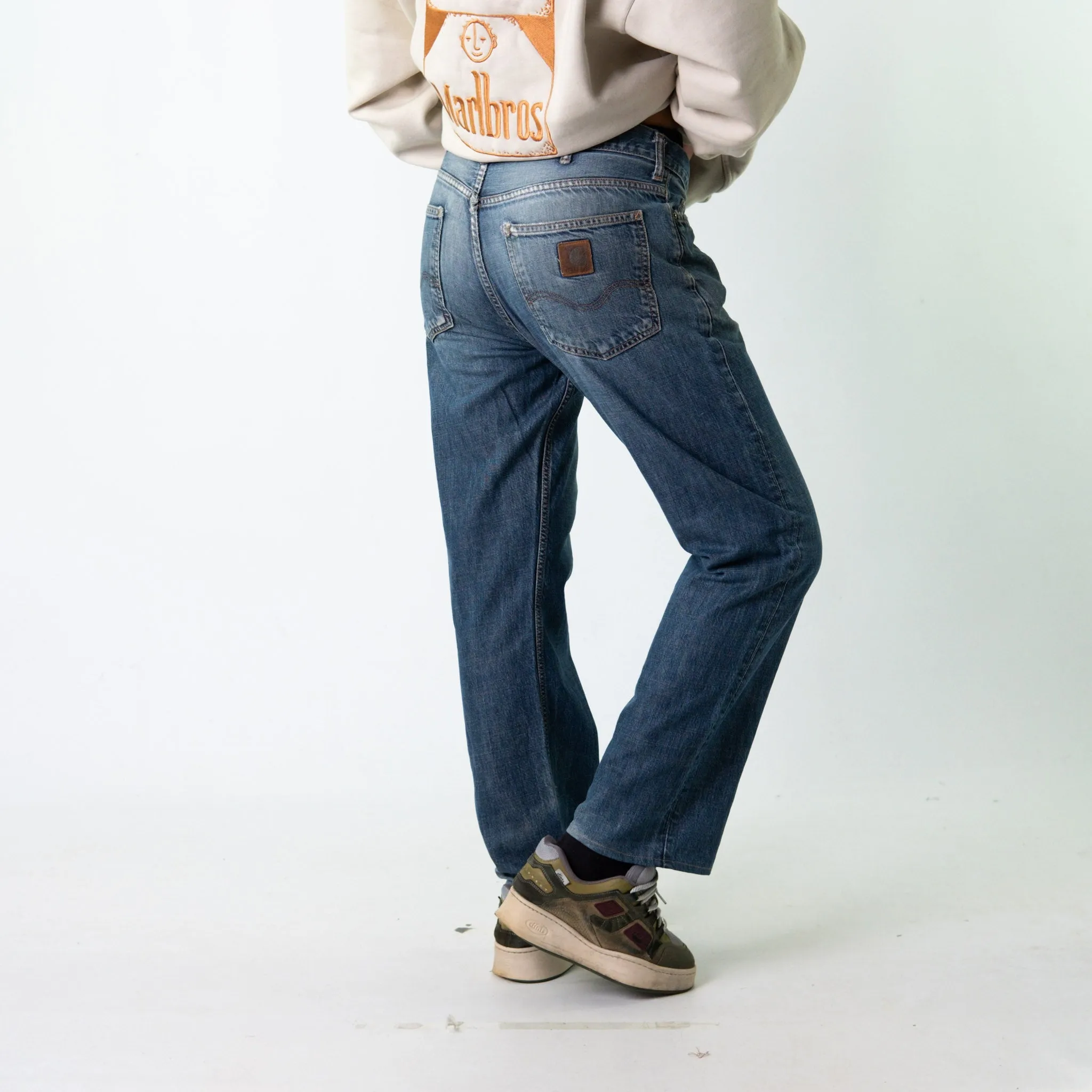 Blue Denim 90s Carhartt Texas Cargo Skater Trousers Pants Jeans (32x34)