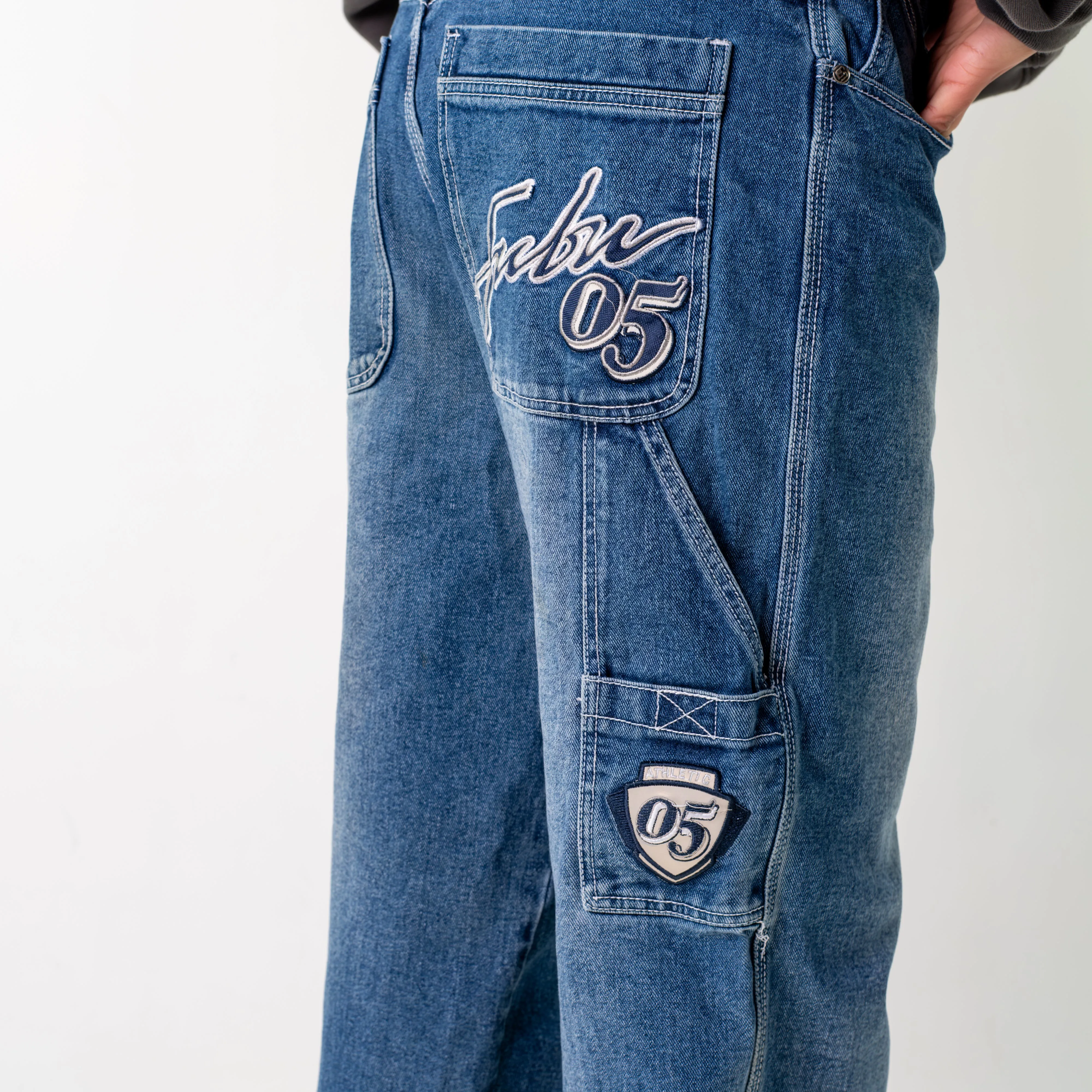 Blue Denim 90s FUBU  Cargo Skater Trousers Pants Jeans (32x32)