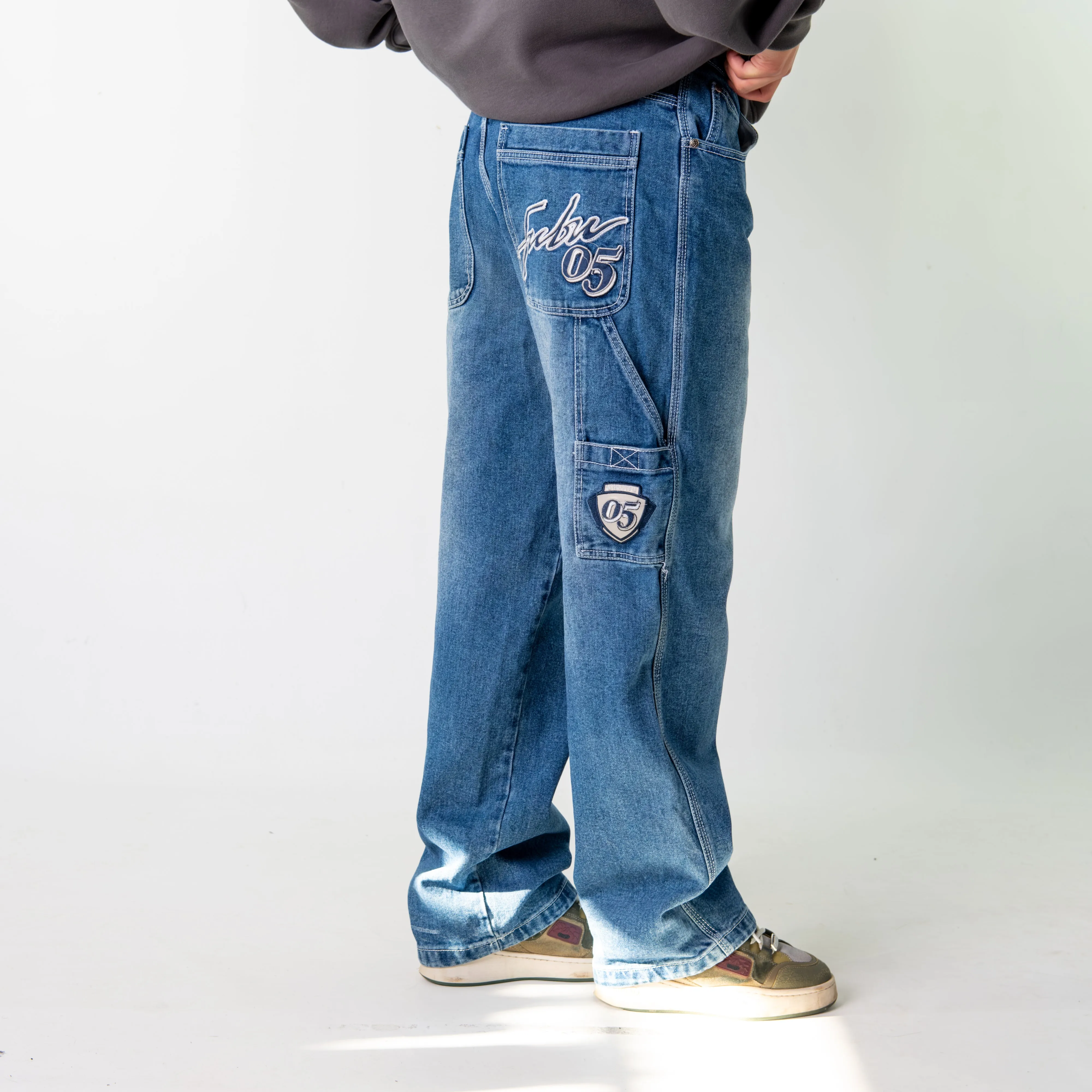 Blue Denim 90s FUBU  Cargo Skater Trousers Pants Jeans (32x32)