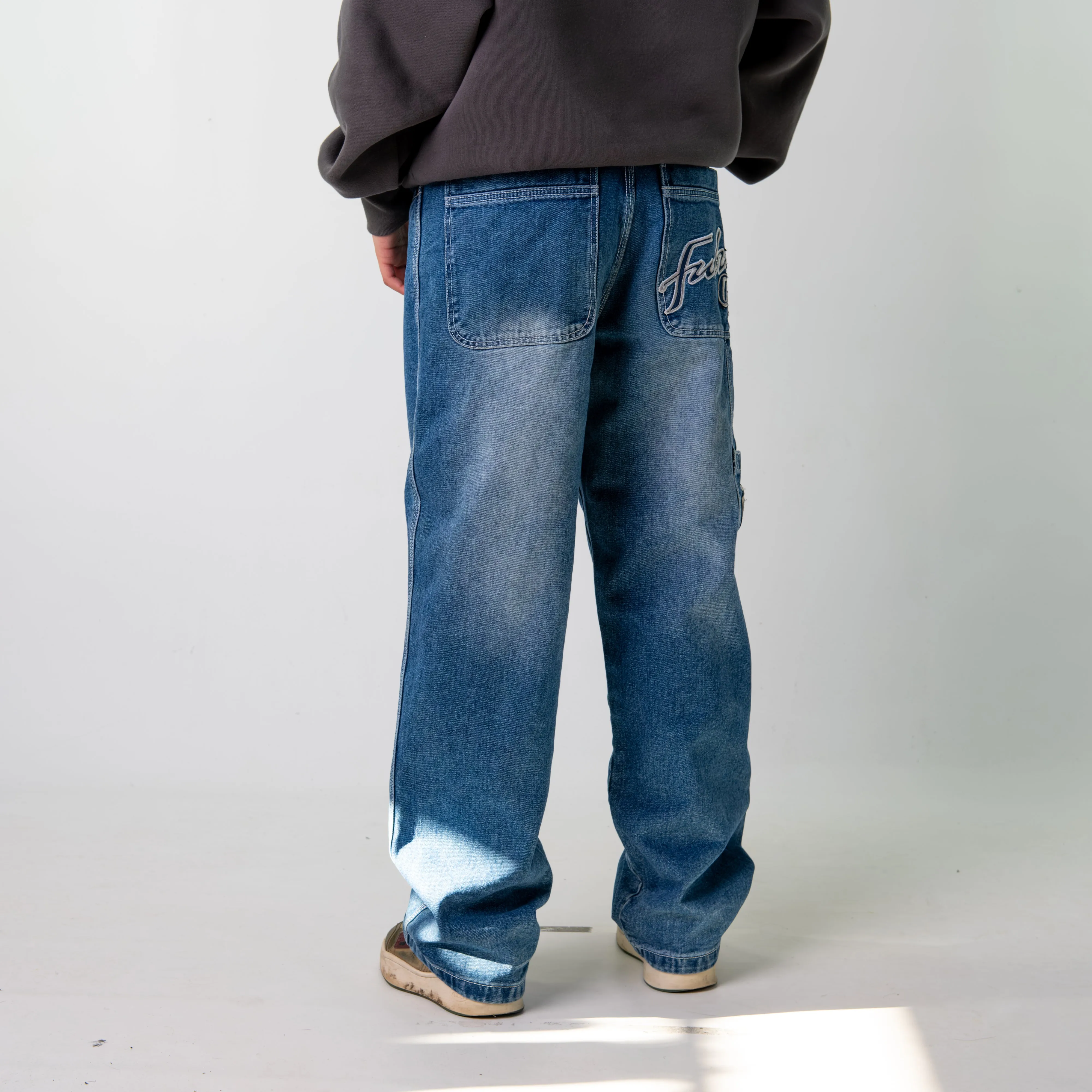 Blue Denim 90s FUBU  Cargo Skater Trousers Pants Jeans (32x32)