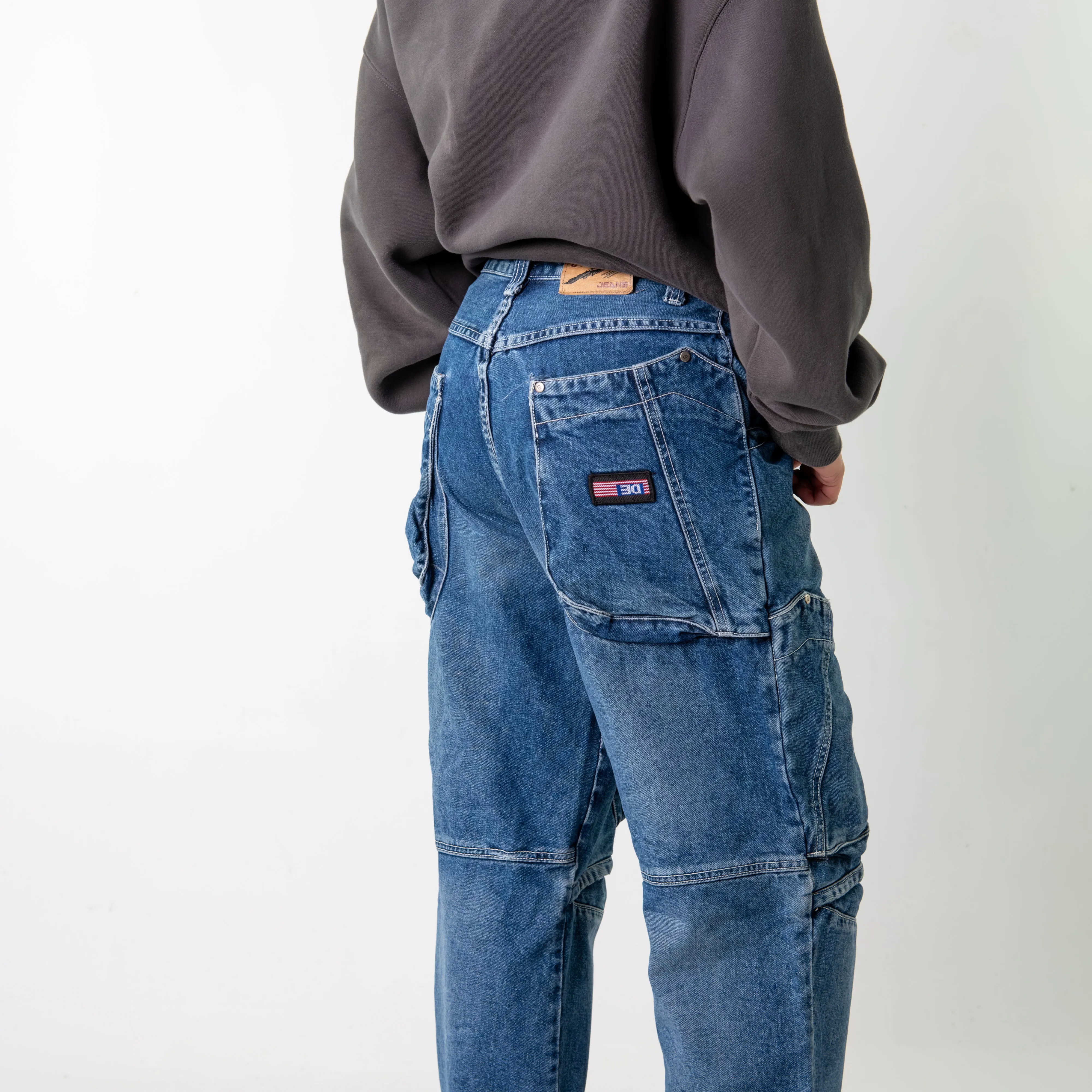 Blue Denim 90s Hip Hop Cargo Skater Trousers Pants Jeans (30x30)